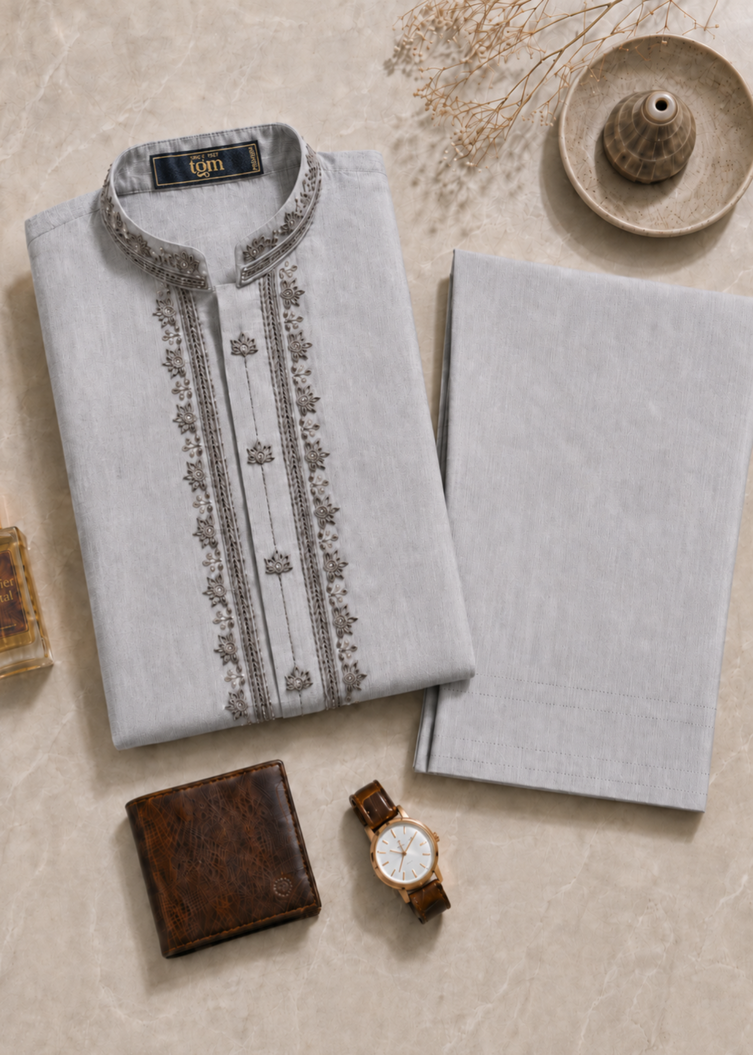 wash & wear Shalwar Kameez in Ash grey