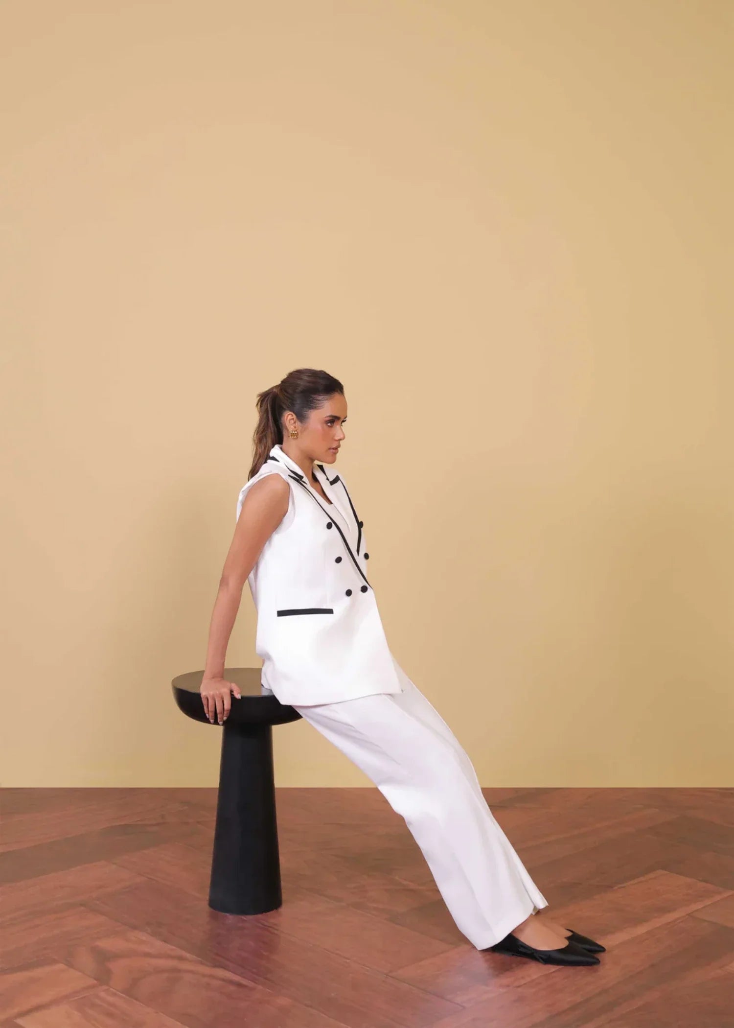 polyester Blazer in White
