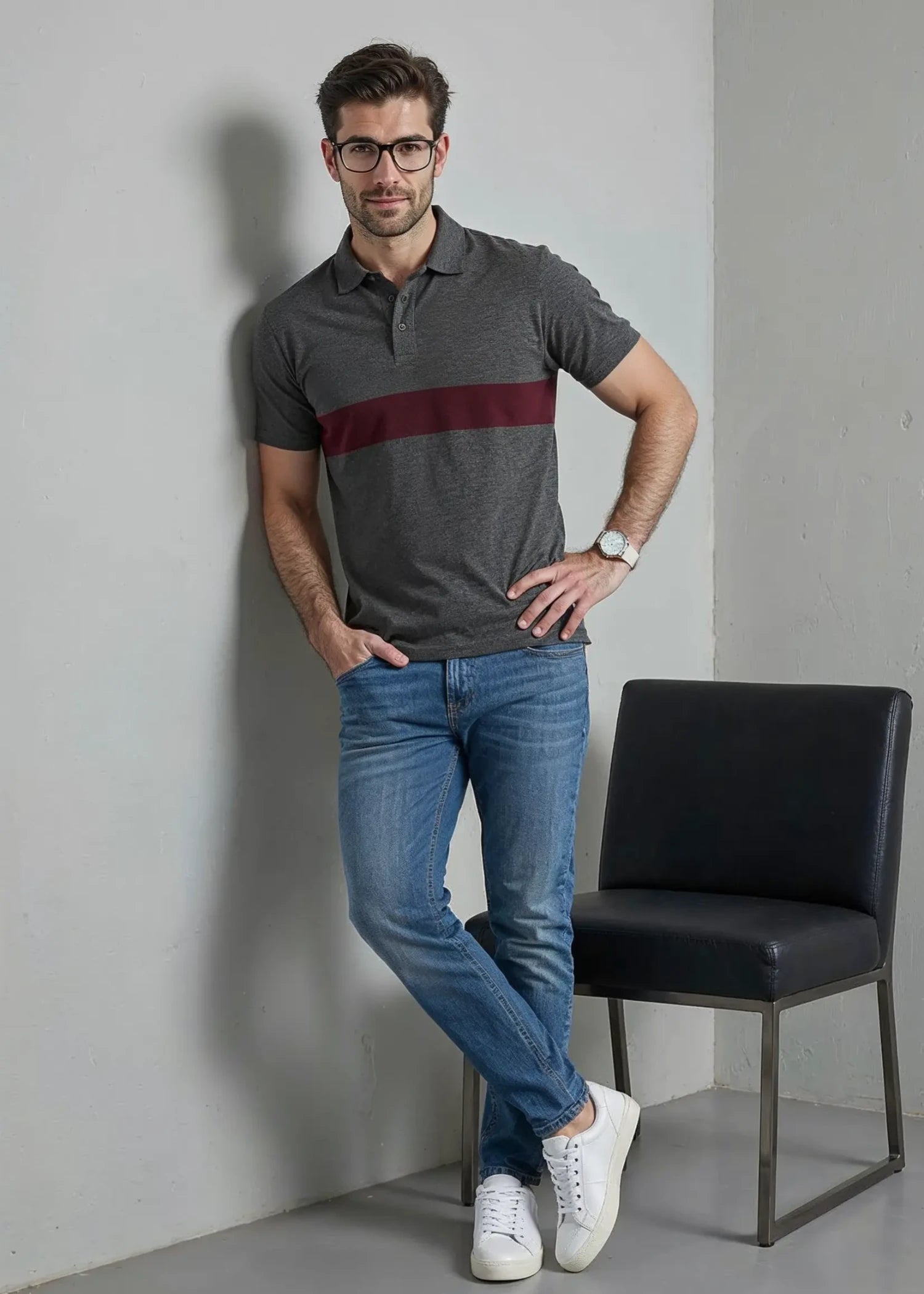 polycotton Polo Shirt in Charcoal