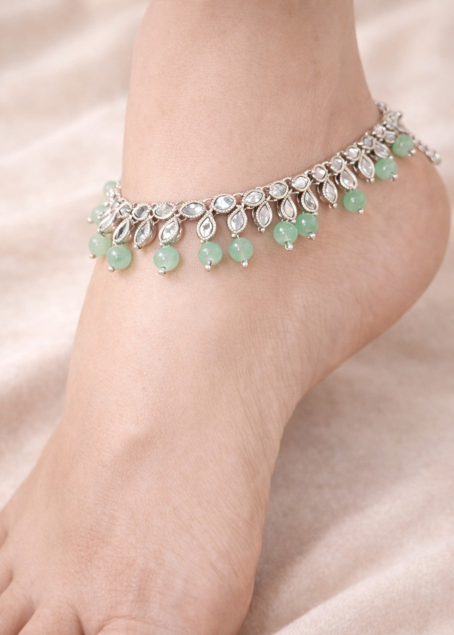 Anklet in Mint green Color by - Trendy Women Anklet WCI1750