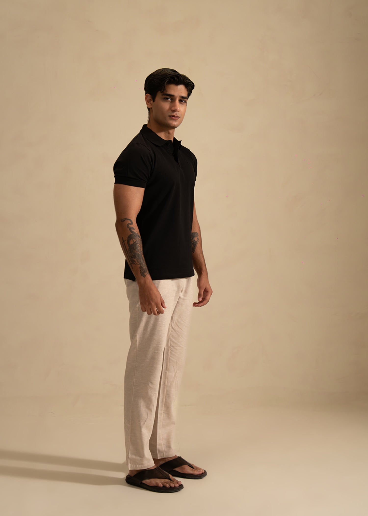 cotton-spandex Polo Shirt in Black