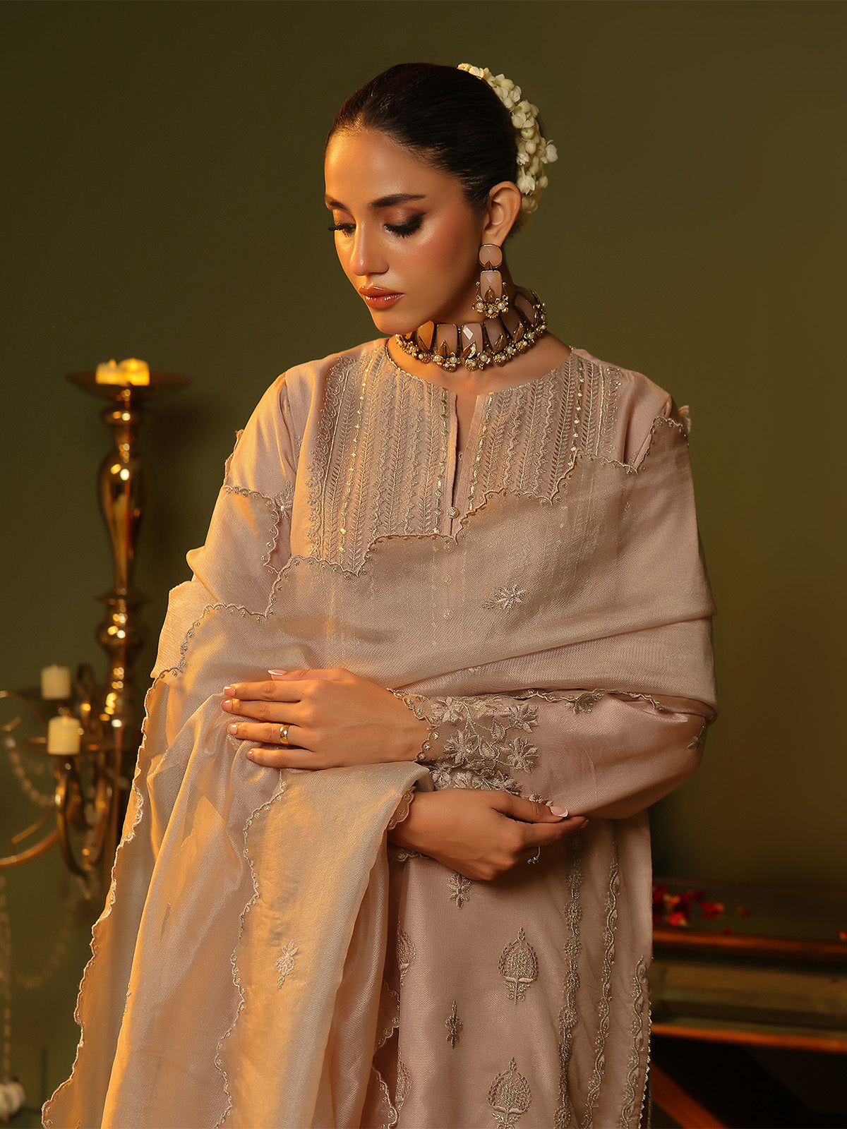 cotton Kurta Set in Peach orange