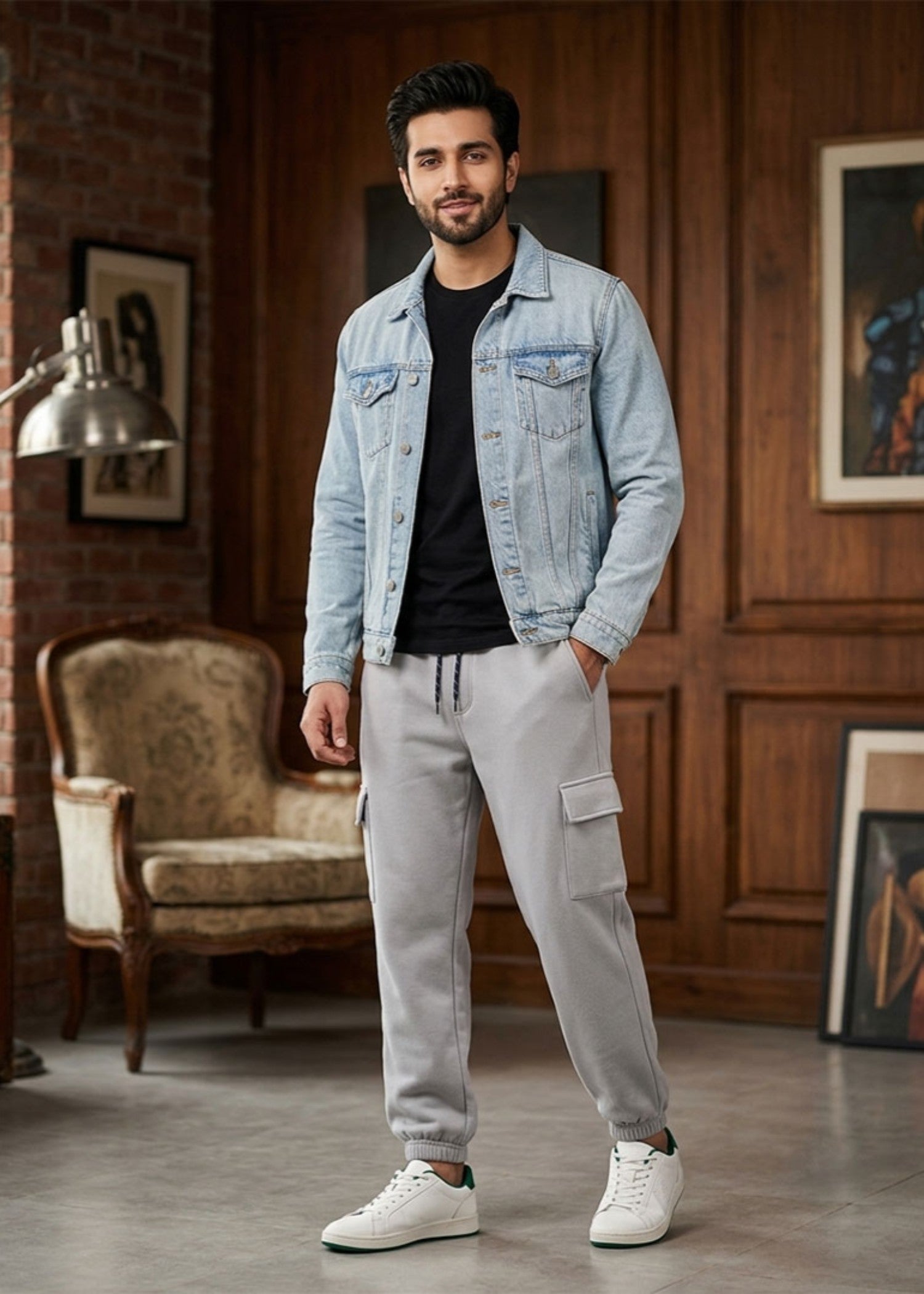 fleece Jogger Pants in Silver