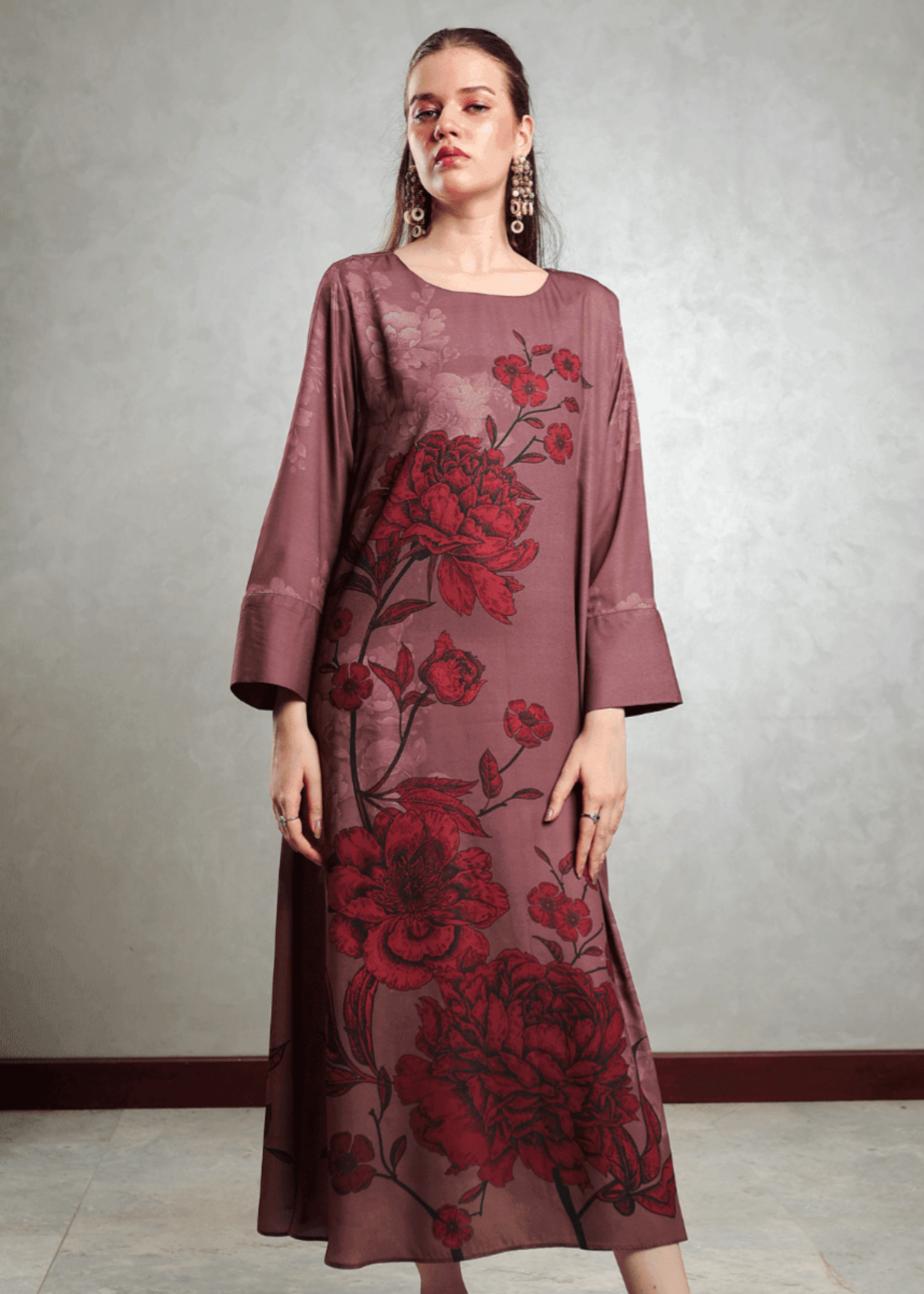 crepe Maxi in Brown