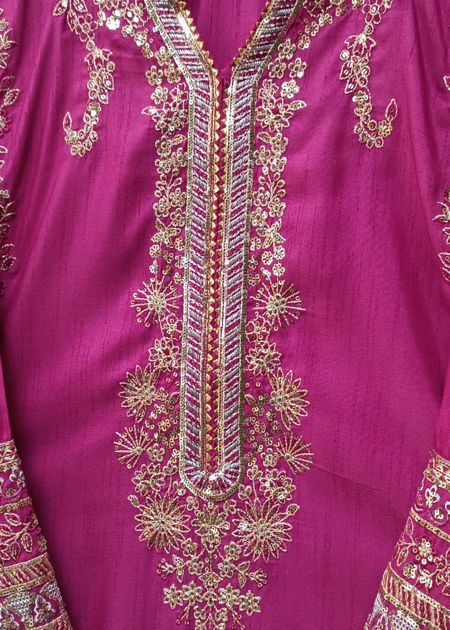 raw silk Kurta Set in Ruby red