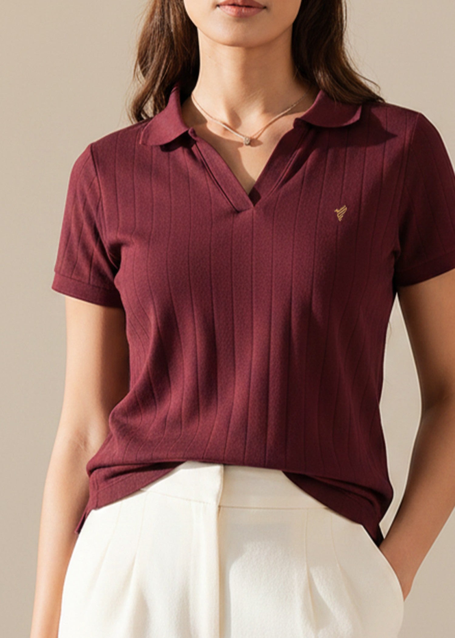cotton Polo Shirt in Maroon