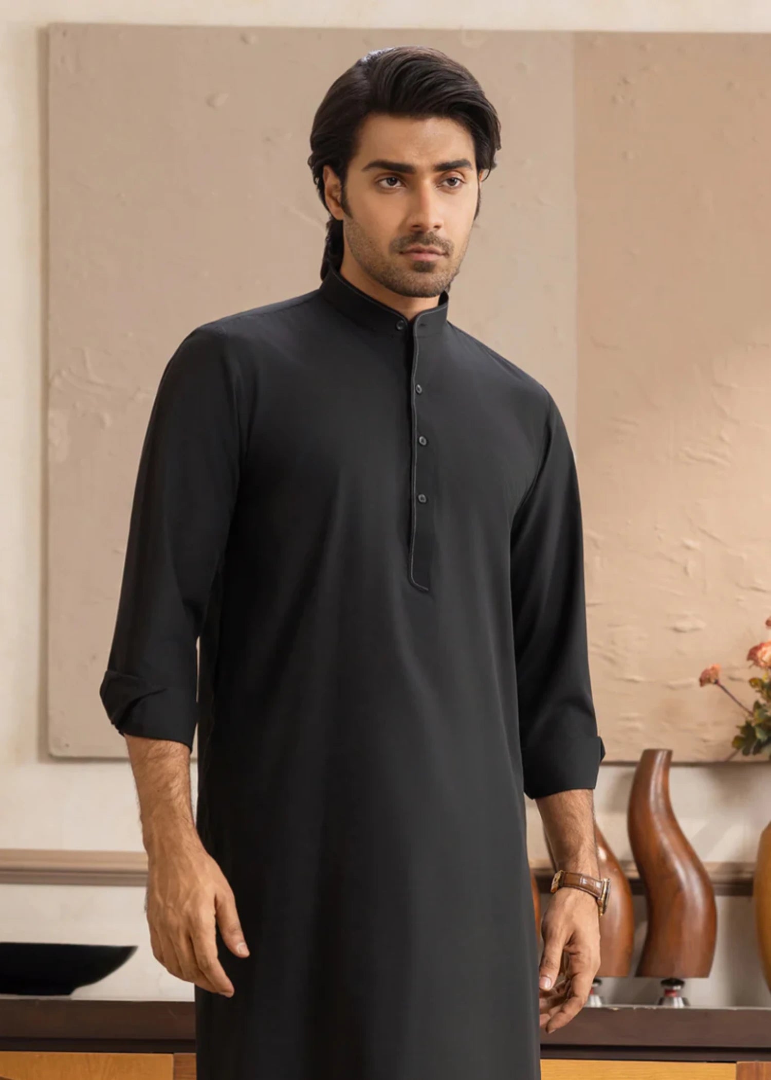 cotton Shalwar Kameez in Charcoal black