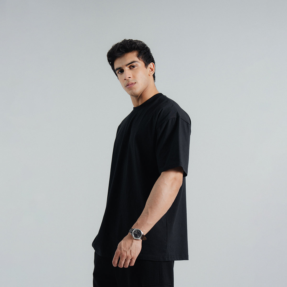 zari cotton T Shirt in Black