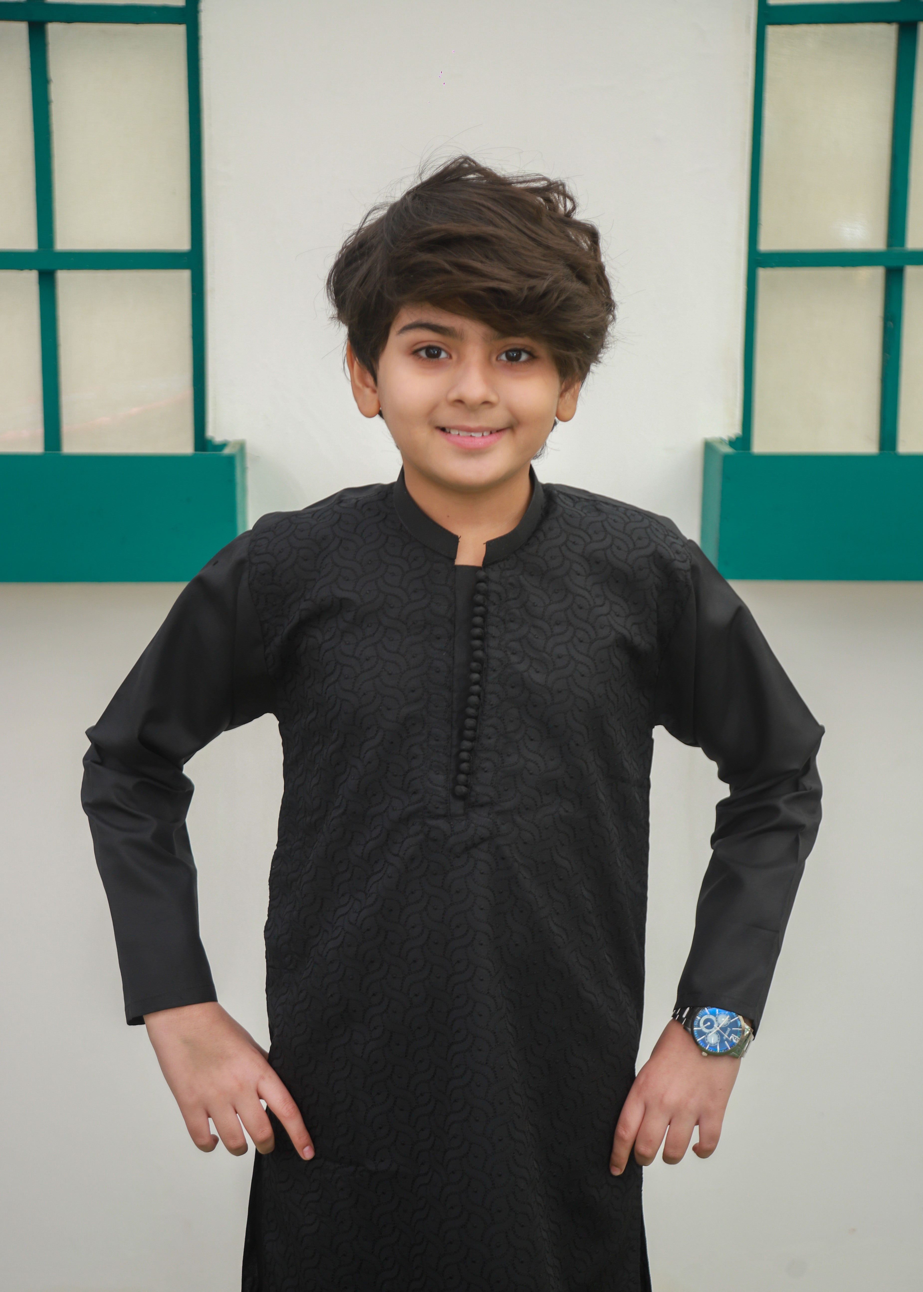 cotton Kurta Set in Onyx