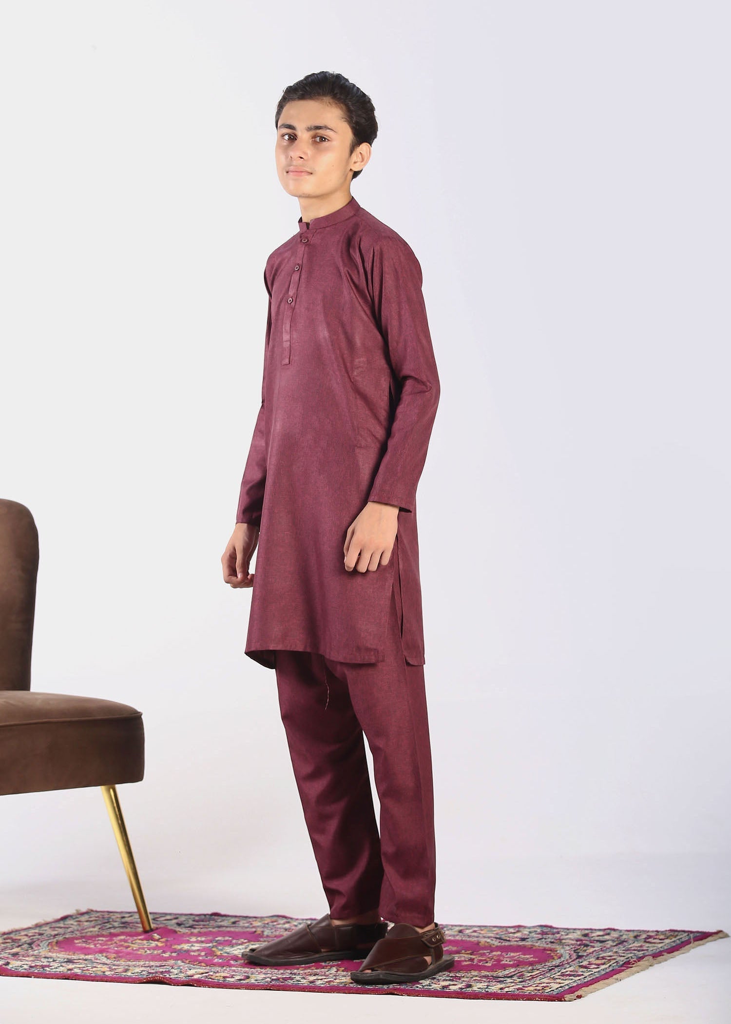 wash & wear Kurta Set in Burgundy