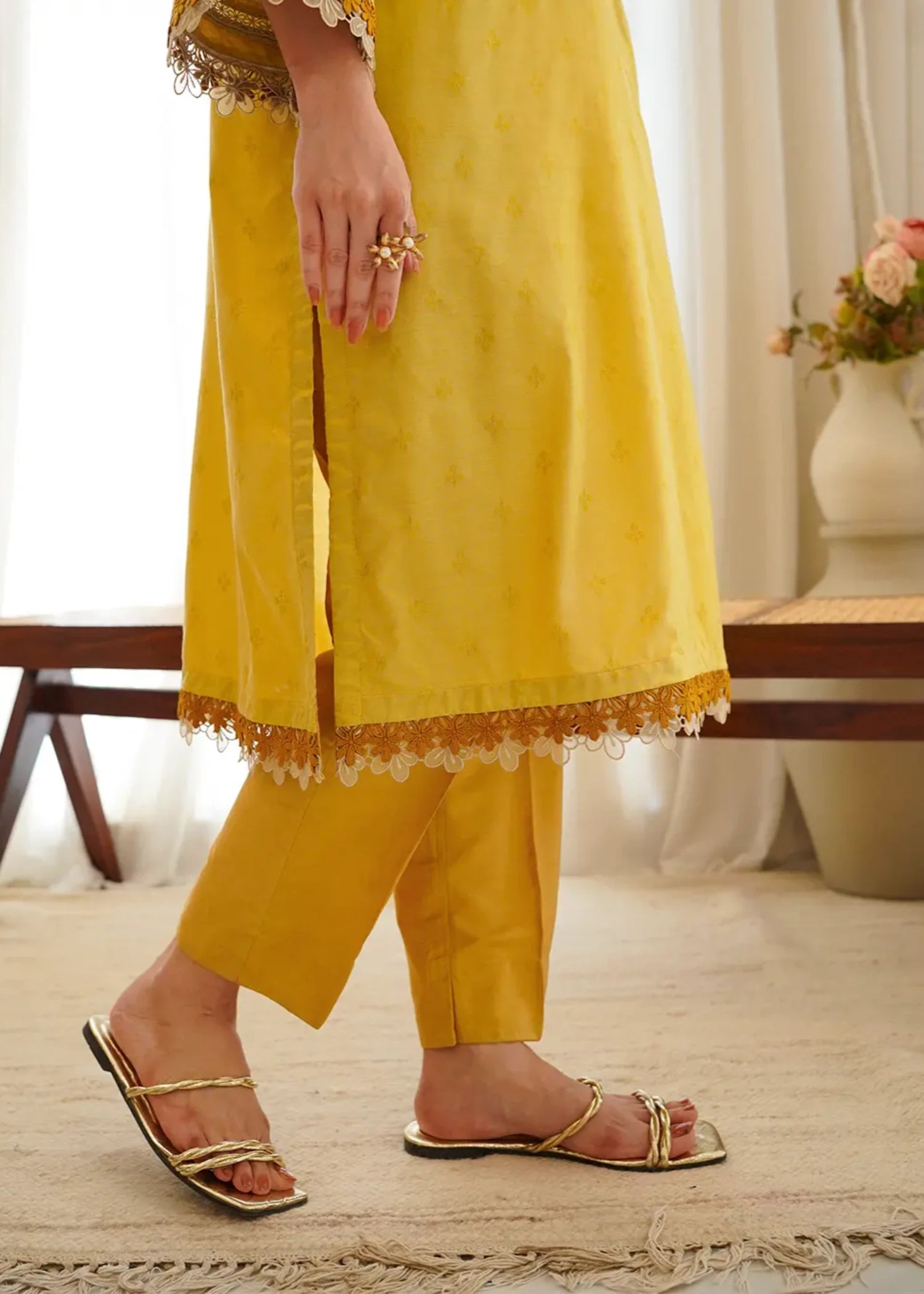 viscose Kurta Set in Mellow yellow