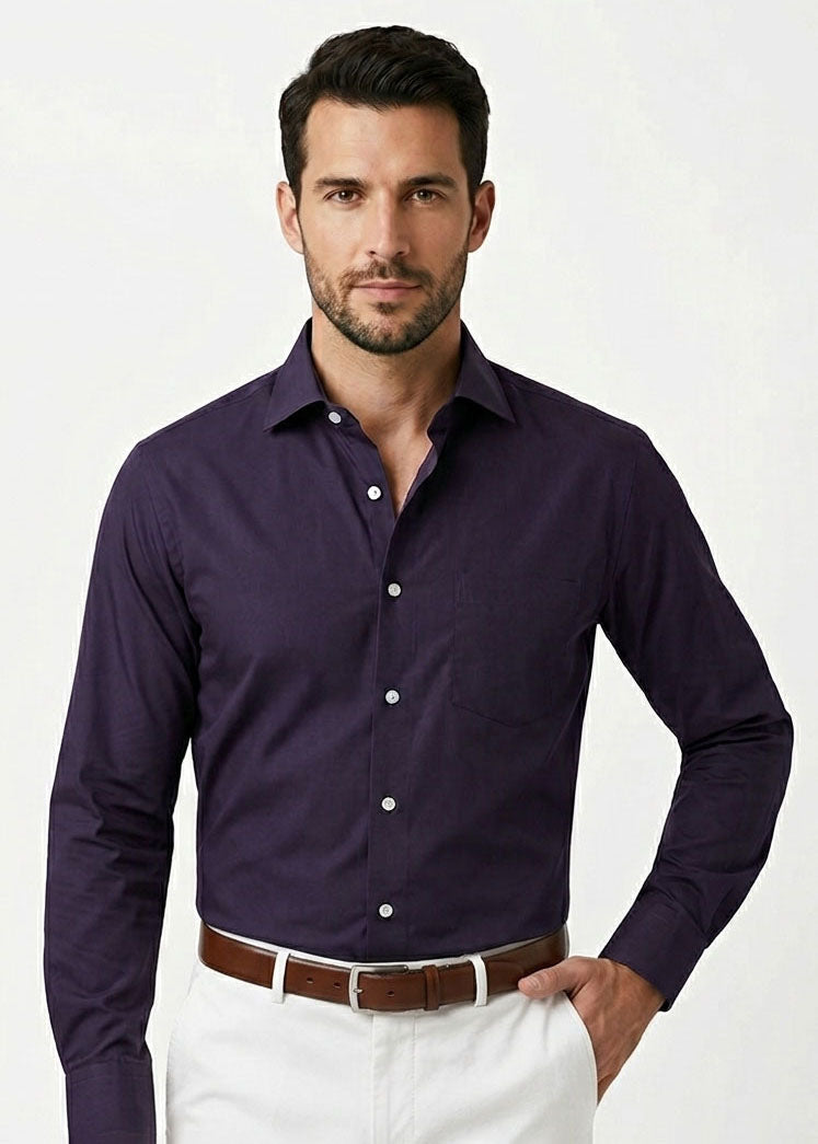 cotton Formal Shirt in Deep purple