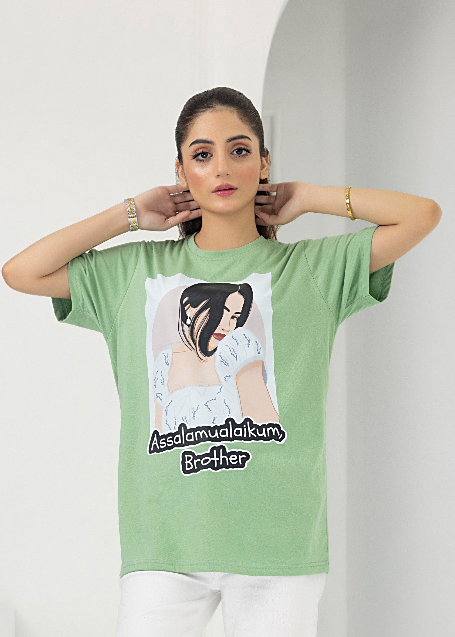 single jersey knit T Shirt in Pastel green