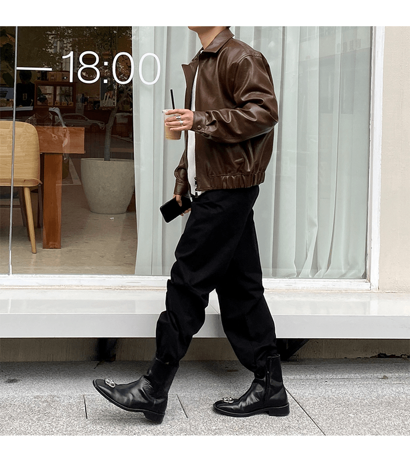 Vintage Style Men's Short Leather Jacket - Loose Fit Design