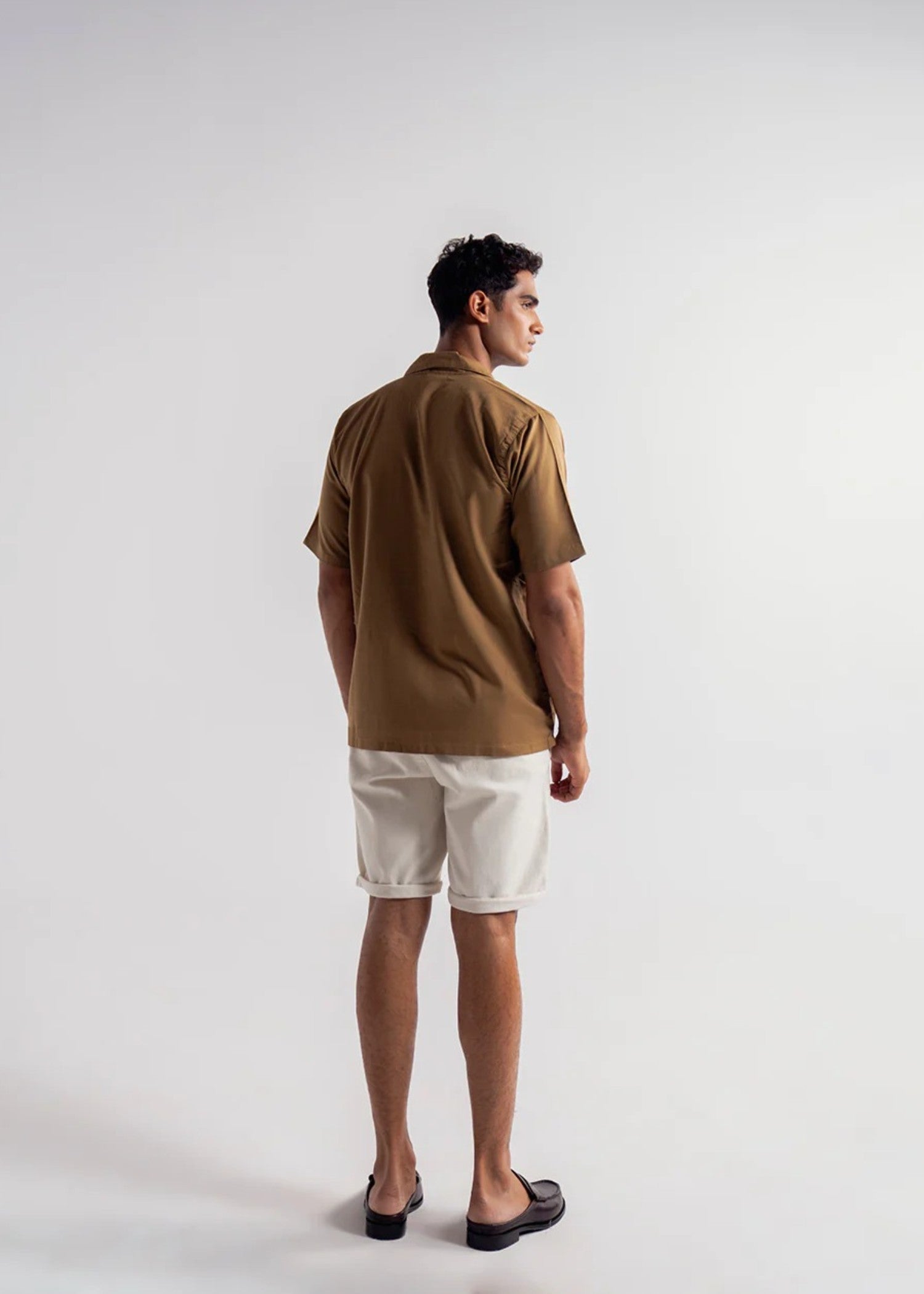 cotton Casual Shirt in Camel brown