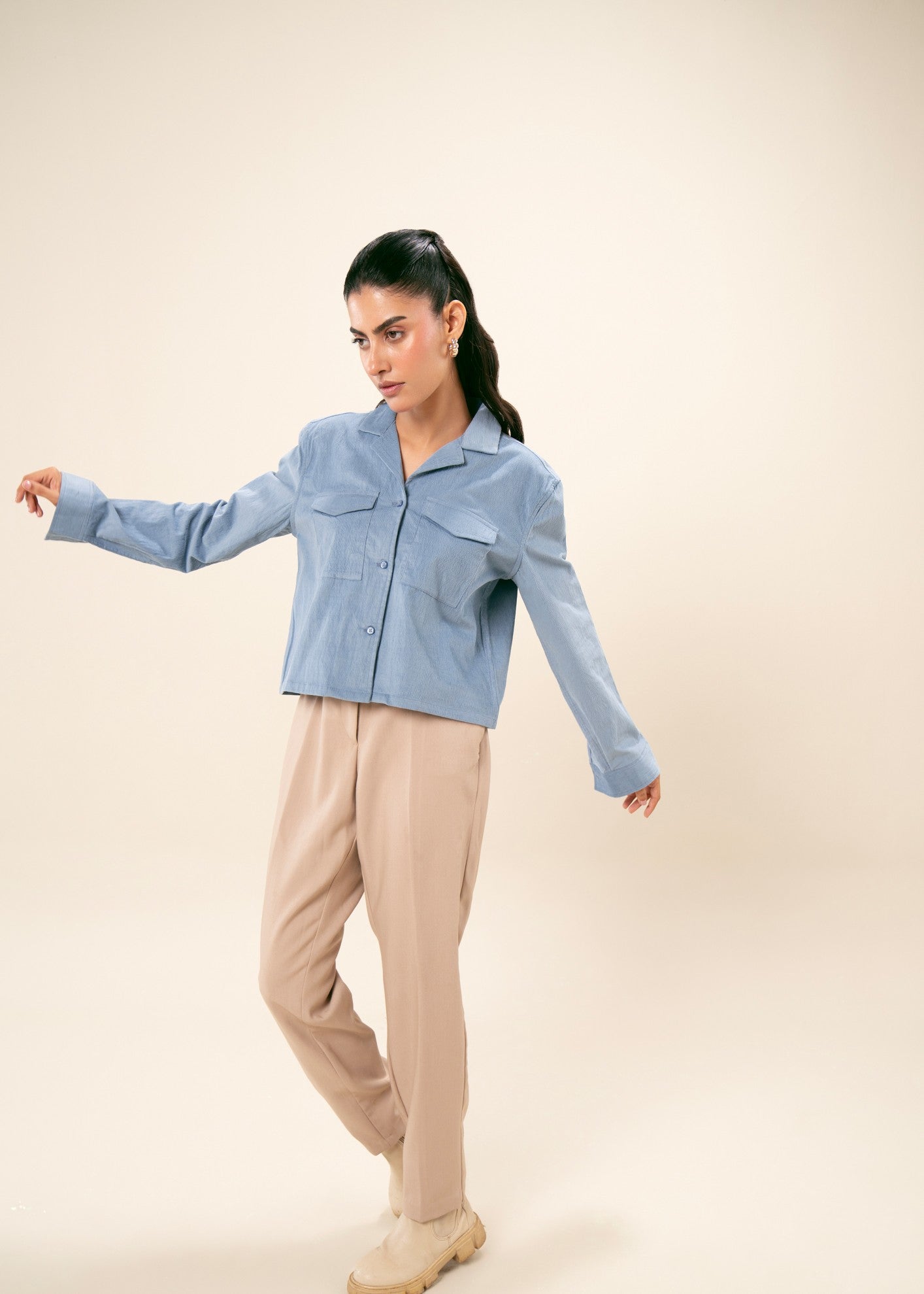 corduroy Top in Sapphire blue