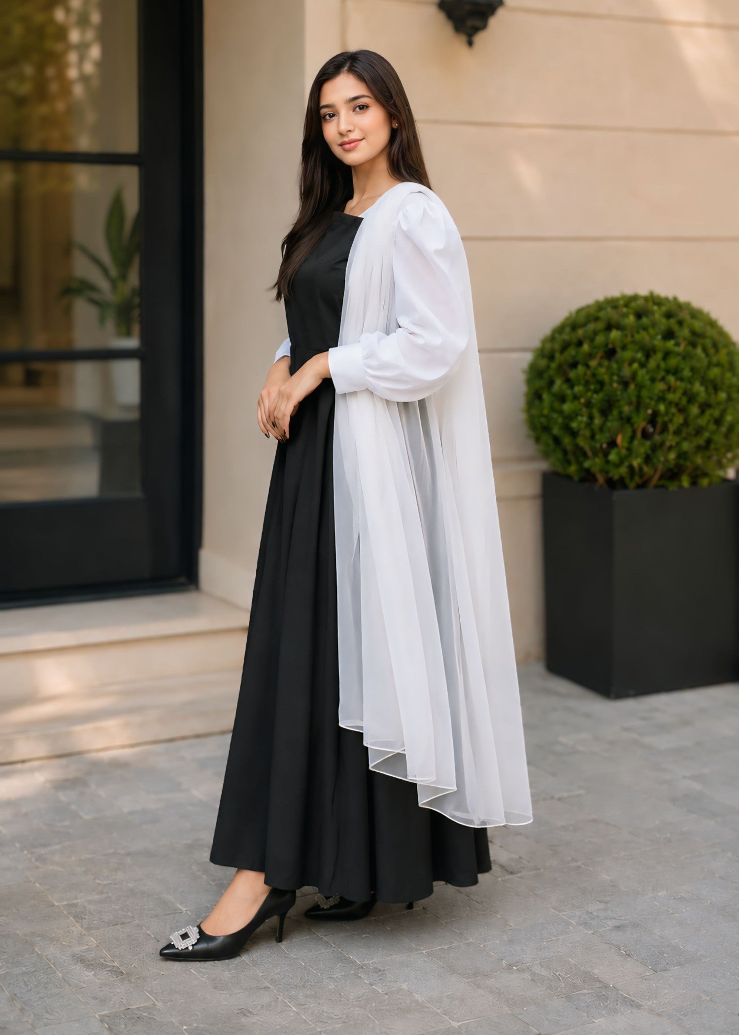 crepe georgette Maxi in Black