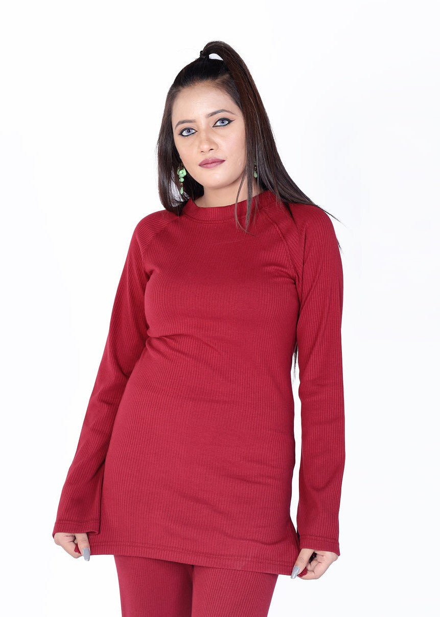 polyester Co Ord Sets in Maroon