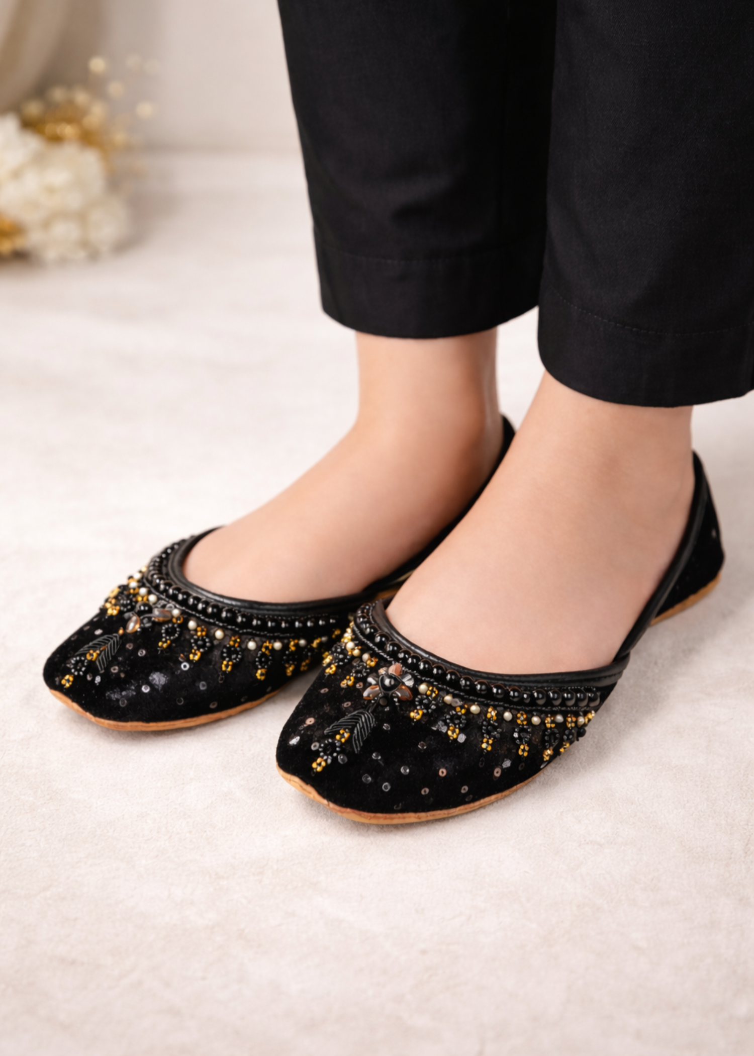 Khussa in Black by - High Quality Women Khussa MIJ5666
