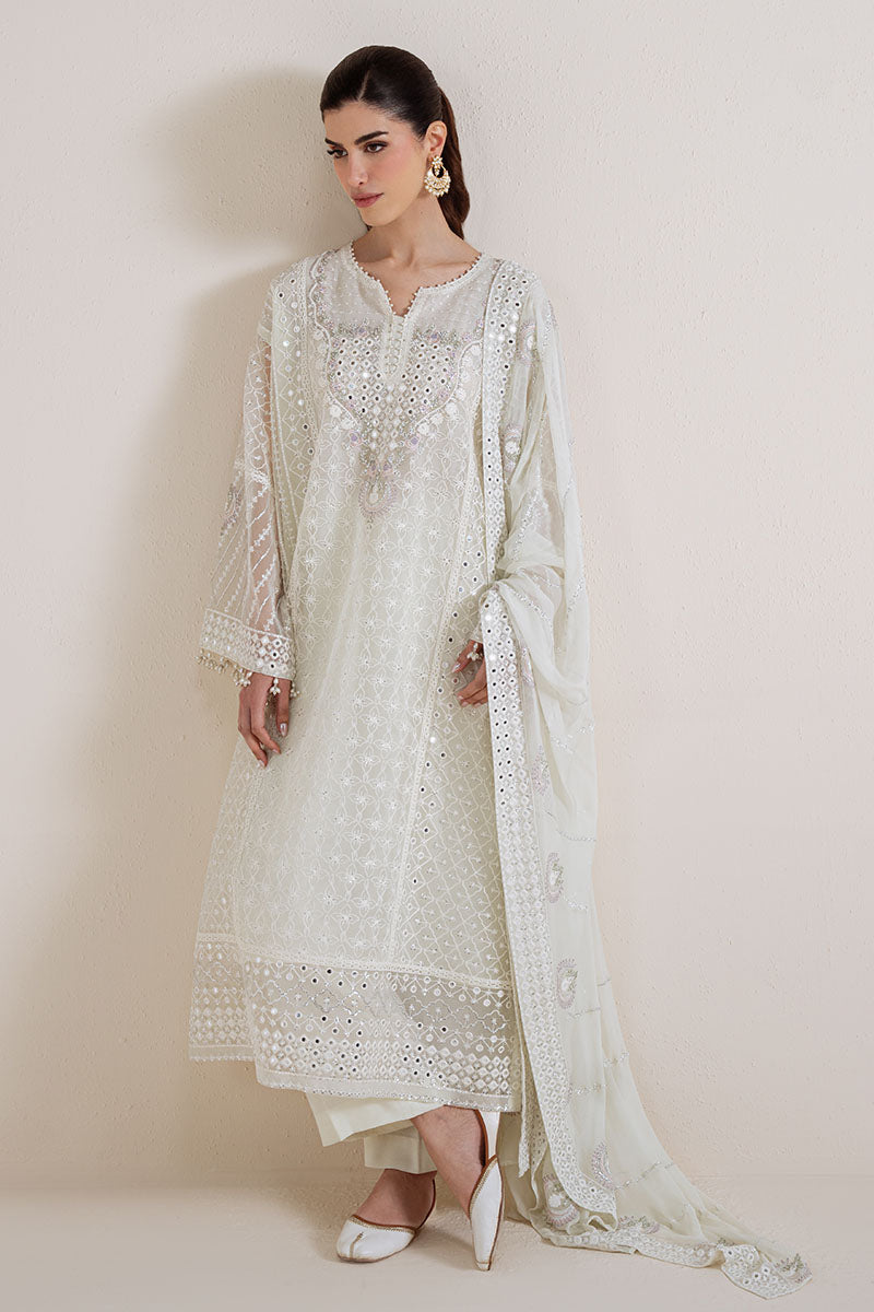 organza Unstitched in Cream