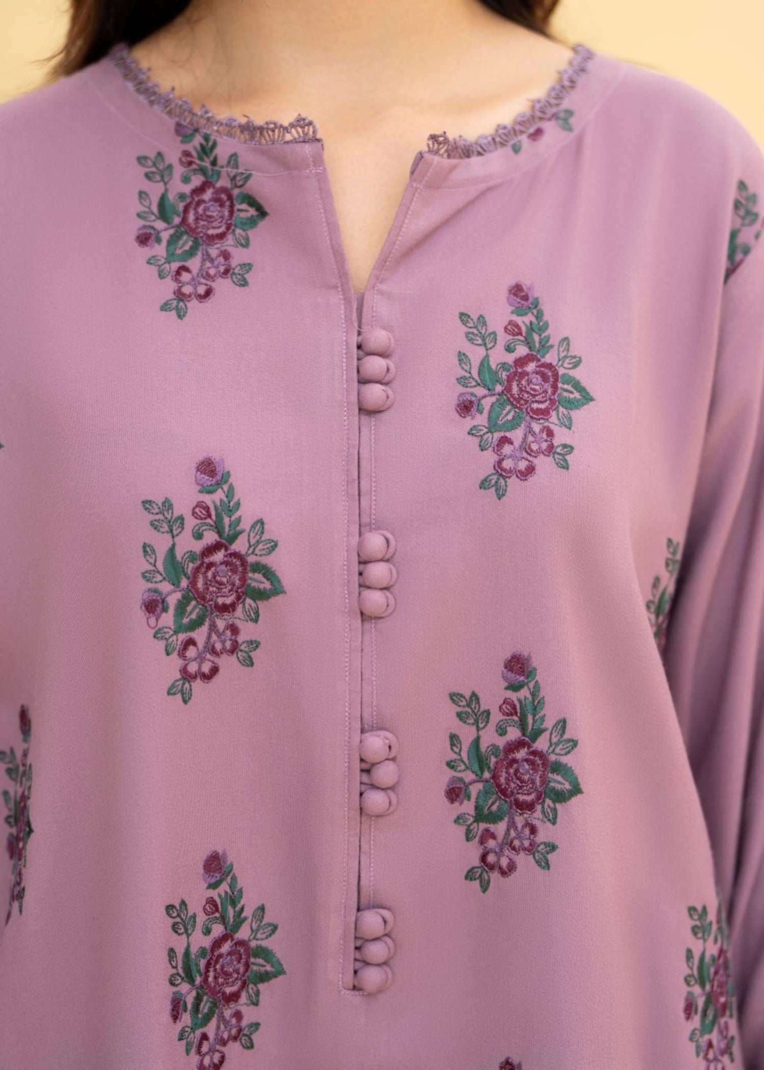 linen Kurta Set in Mauve pink