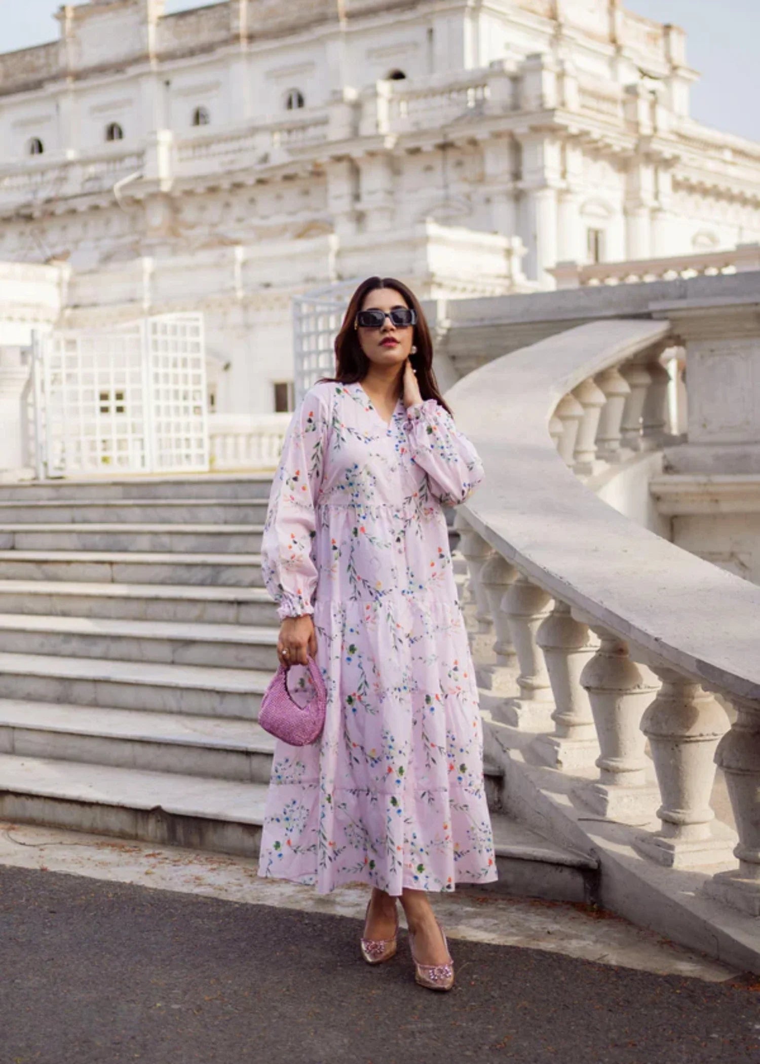 lawn cotton Maxi in Light pink