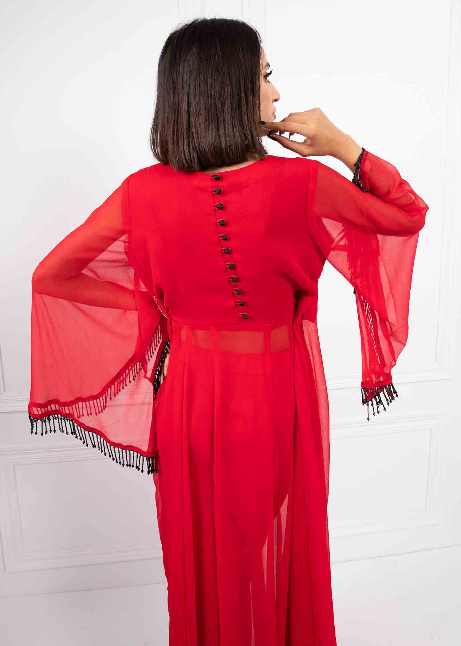 bemberg crinkle chiffon Dress in Red