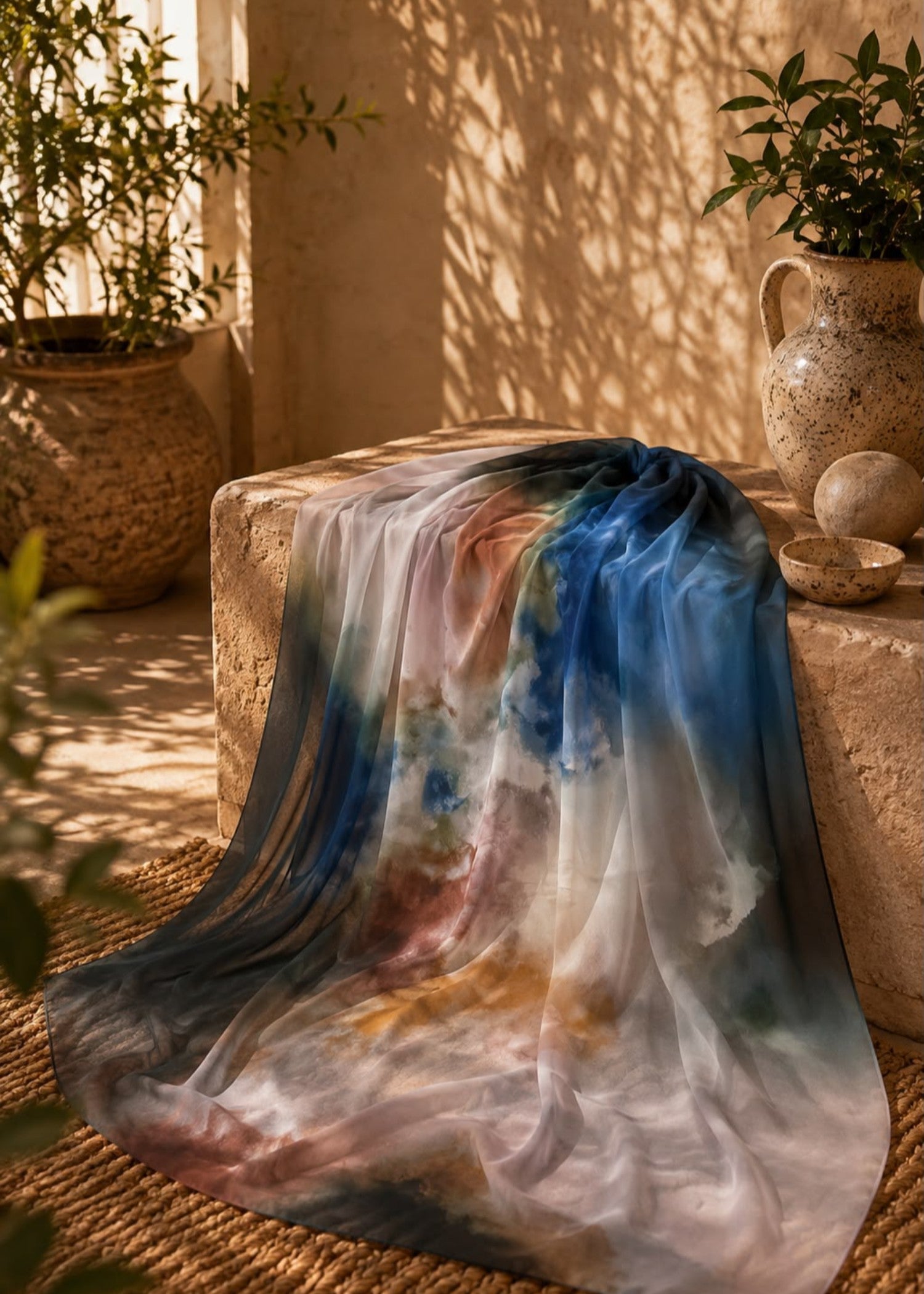 georgette chiffon Hijab in Sapphire blue