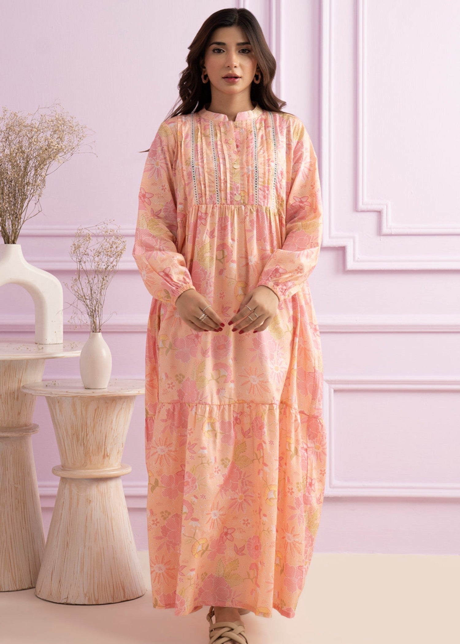 lawn Maxi in Peach pink