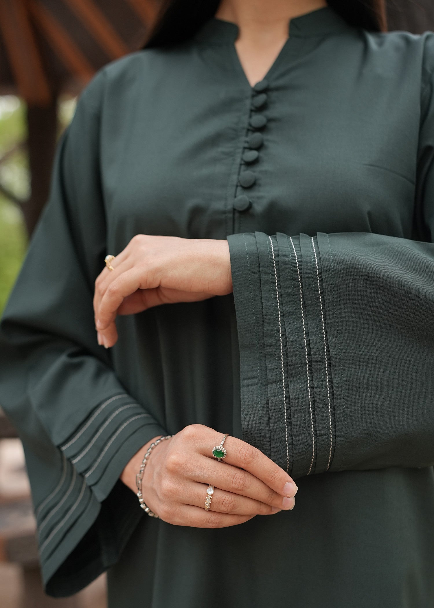 wash & wear Kurta Set in Bottle green