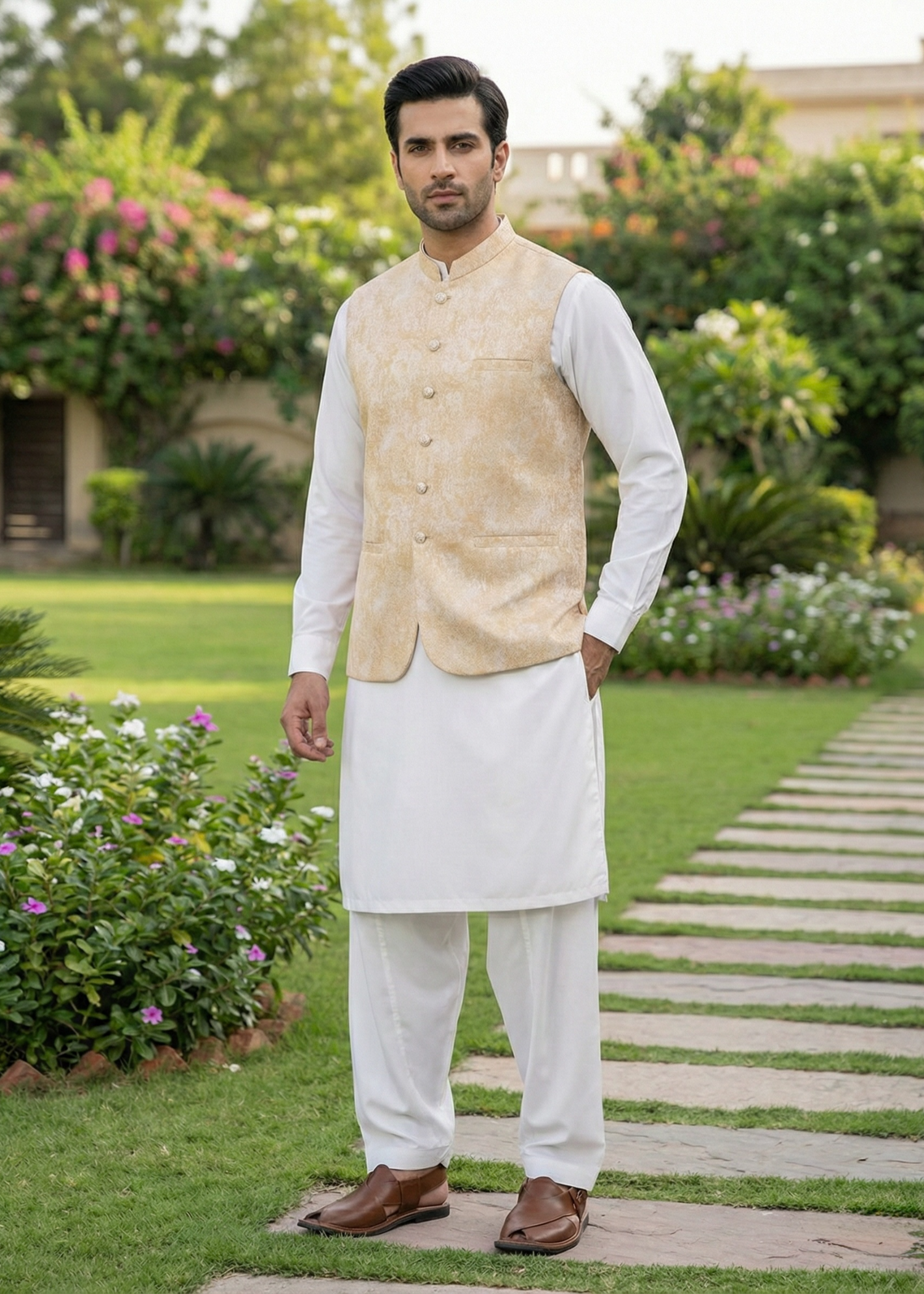 silk Waistcoat in Gold