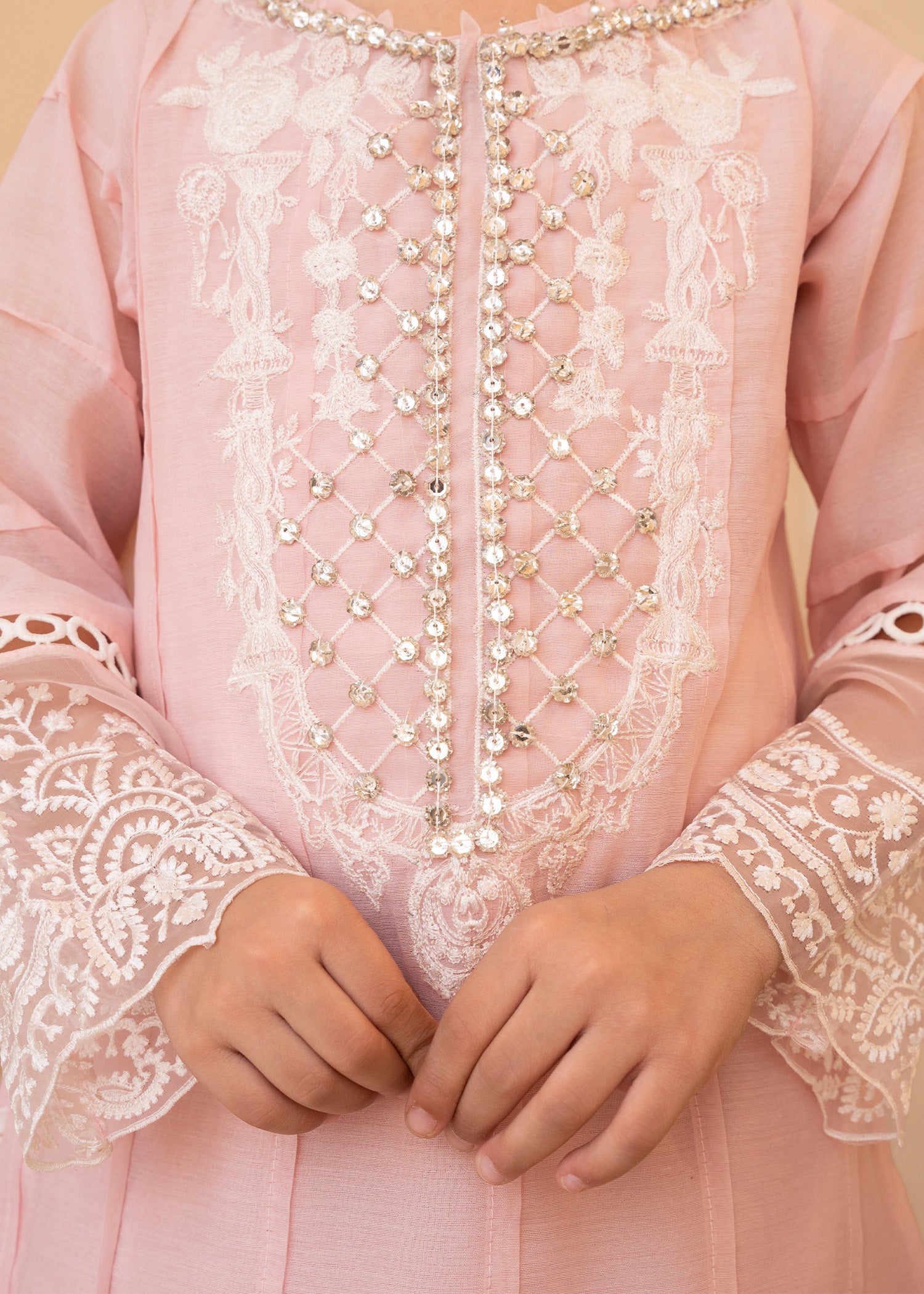 cotton silk Kurta Set in Baby pink