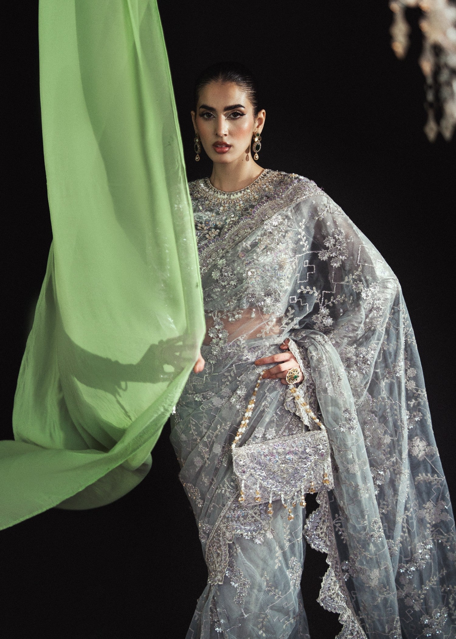 masuri Saree in Silver