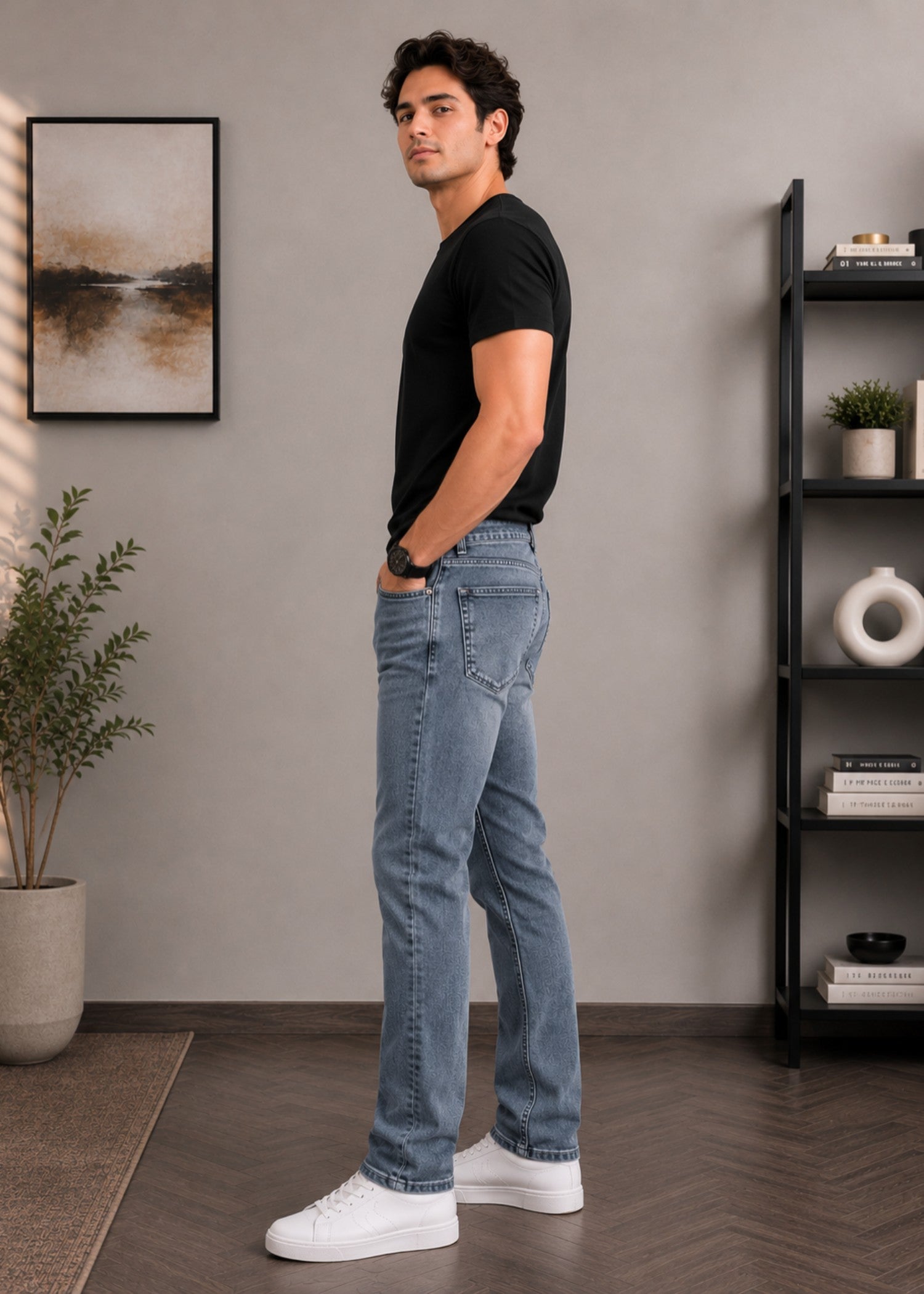 denim Jeans in Grey by Bin Khalid