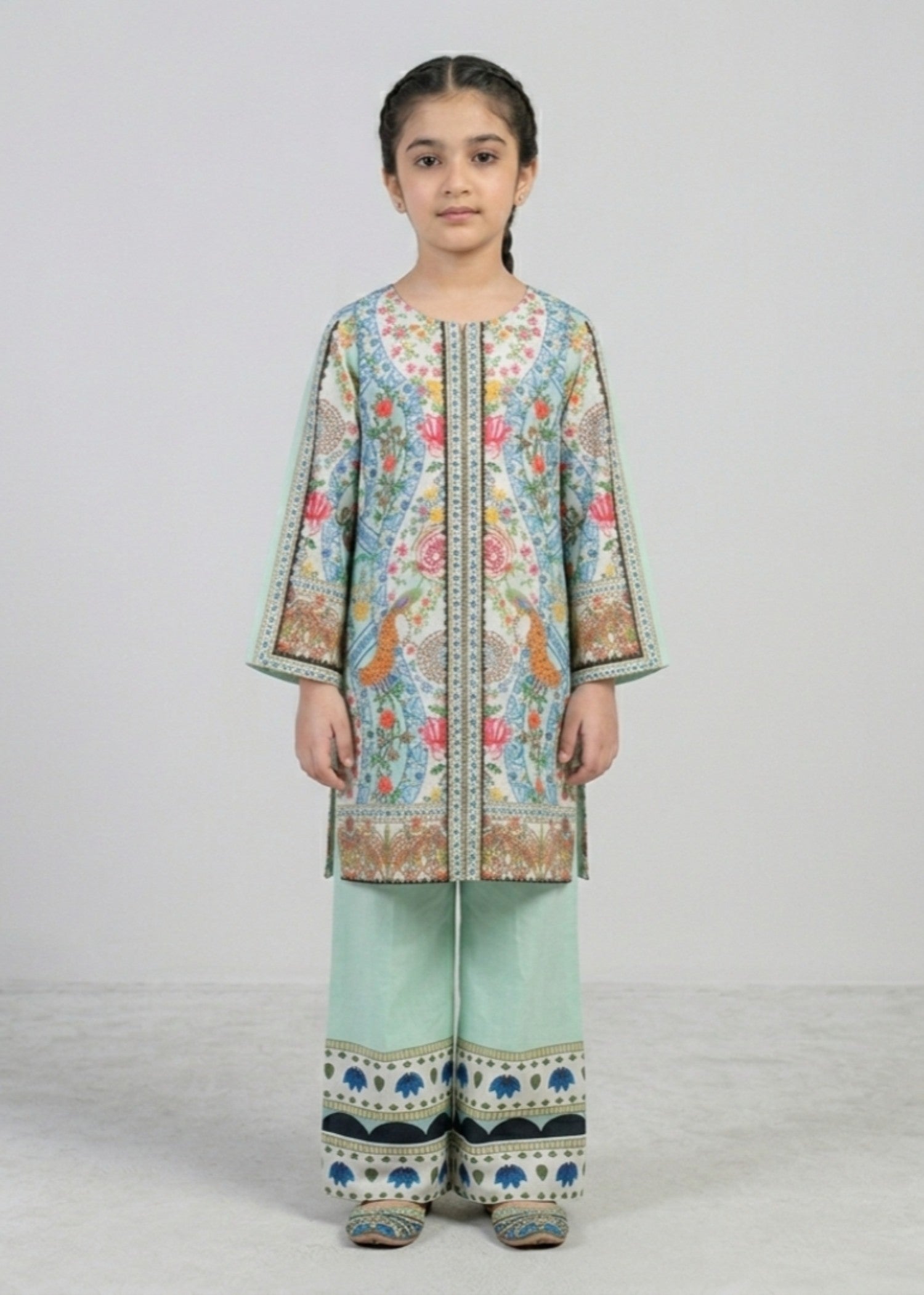 crepe Kurta Set in Mint green