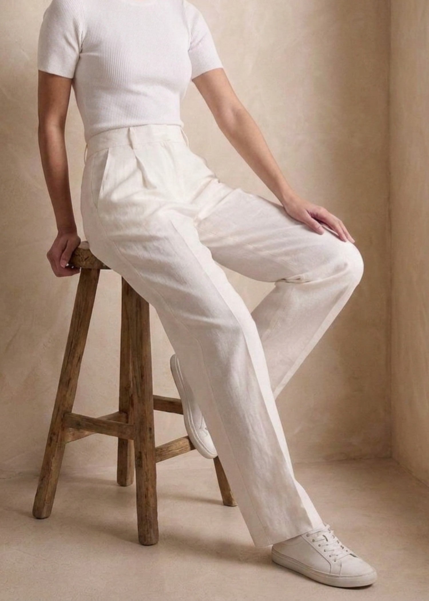 cotton Pants in Lynx white