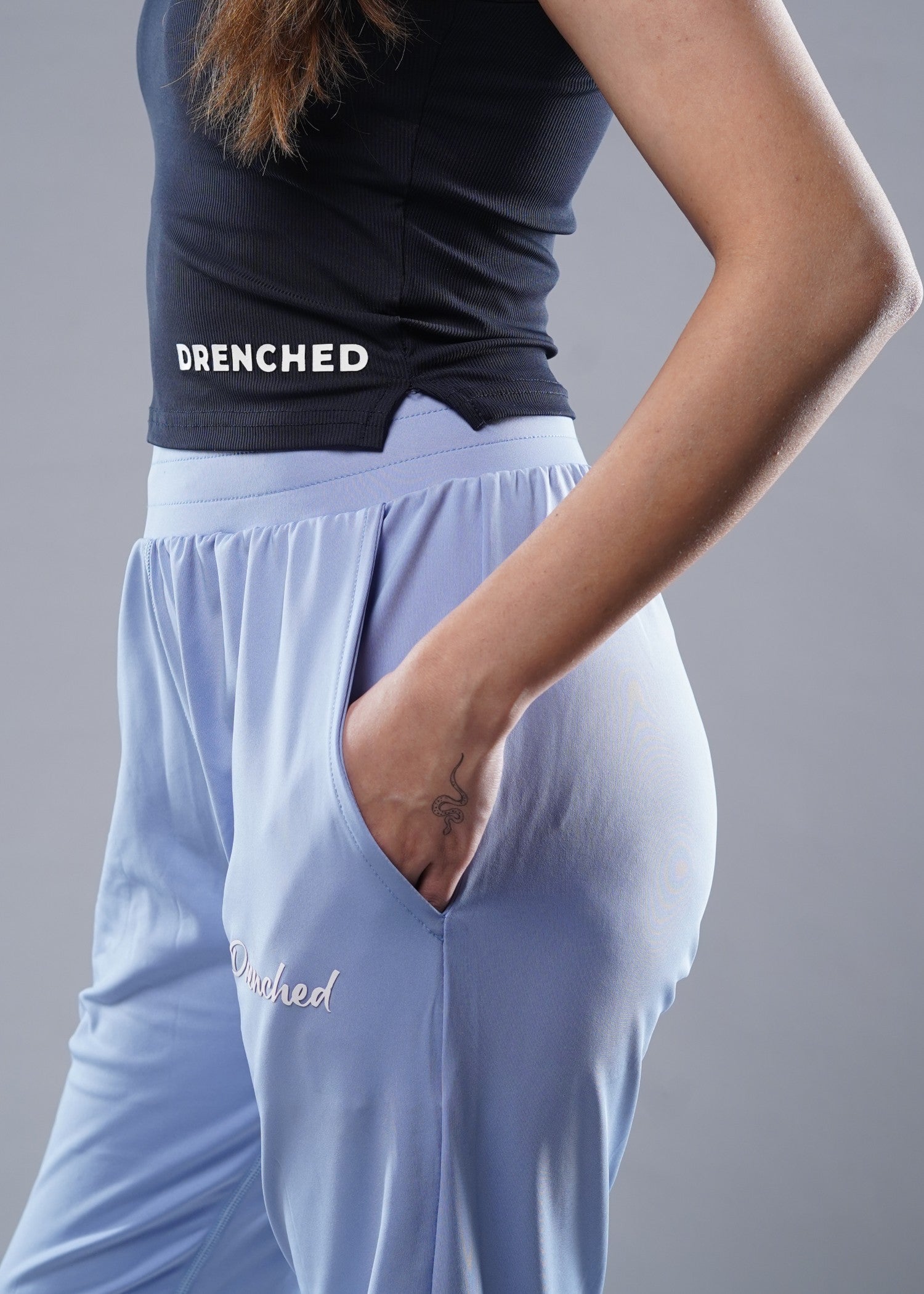 polyester Trousers in Light blue