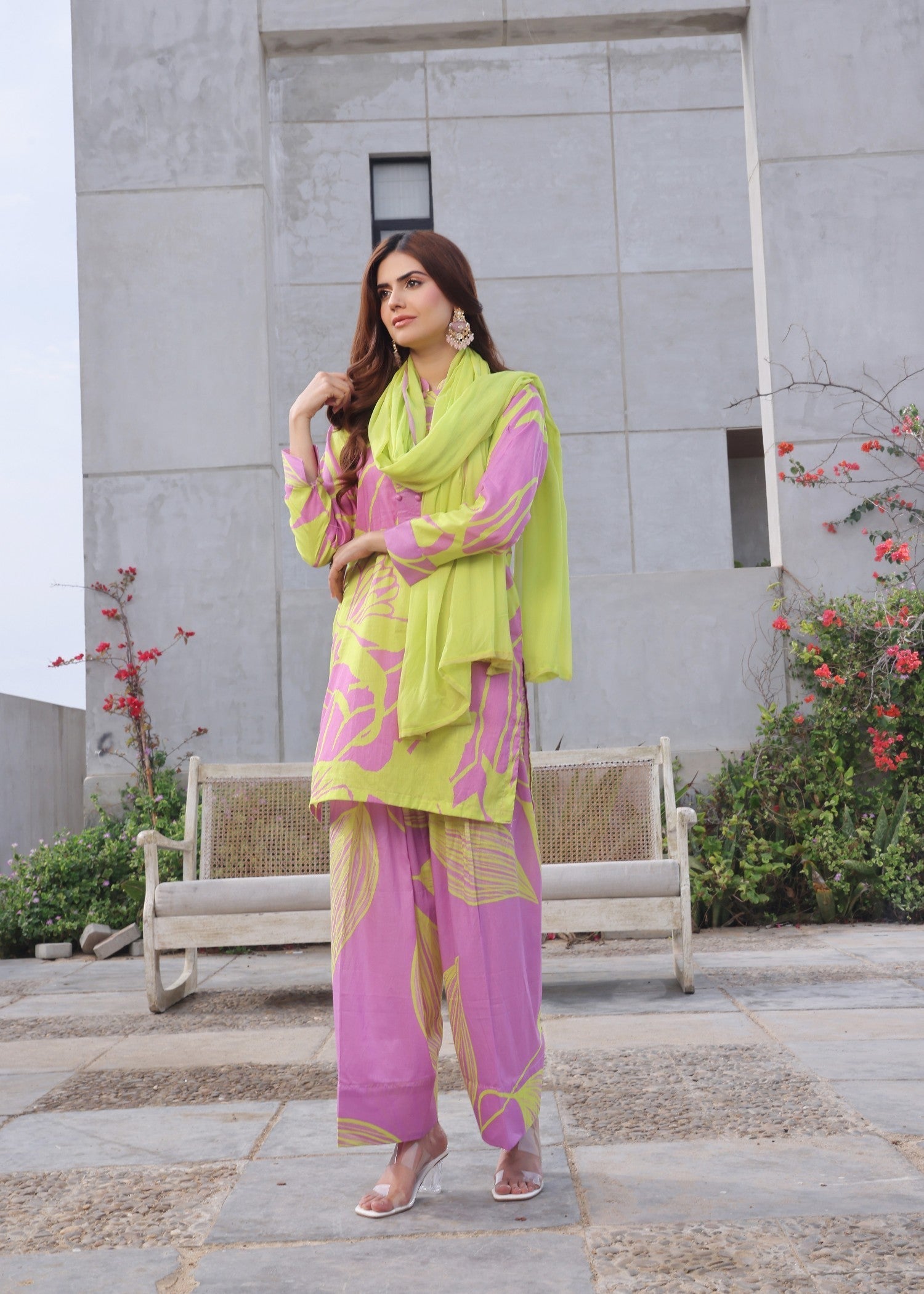 lawn Kurta Set in Pink