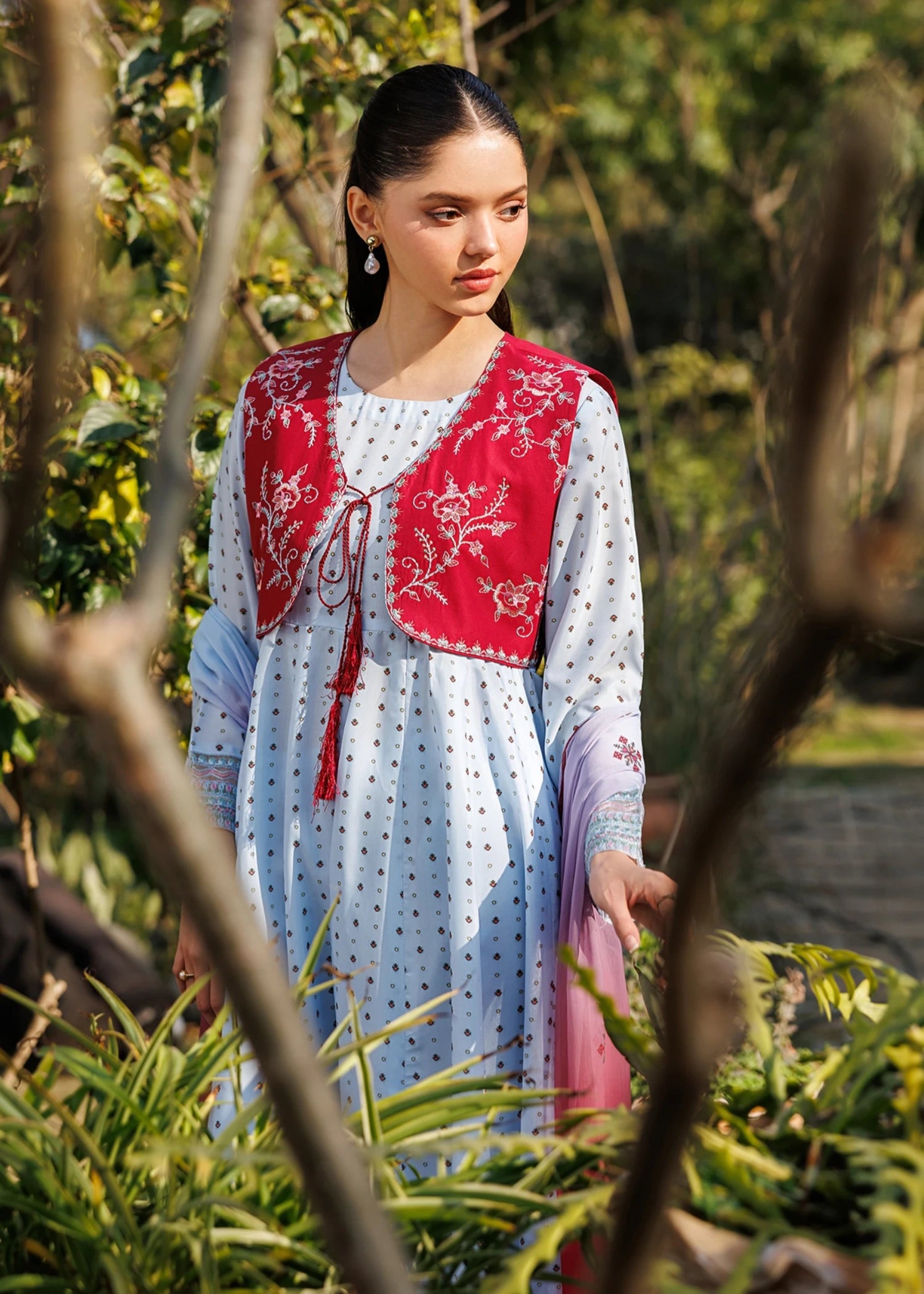 lawn cotton Pishwas in Sky blue