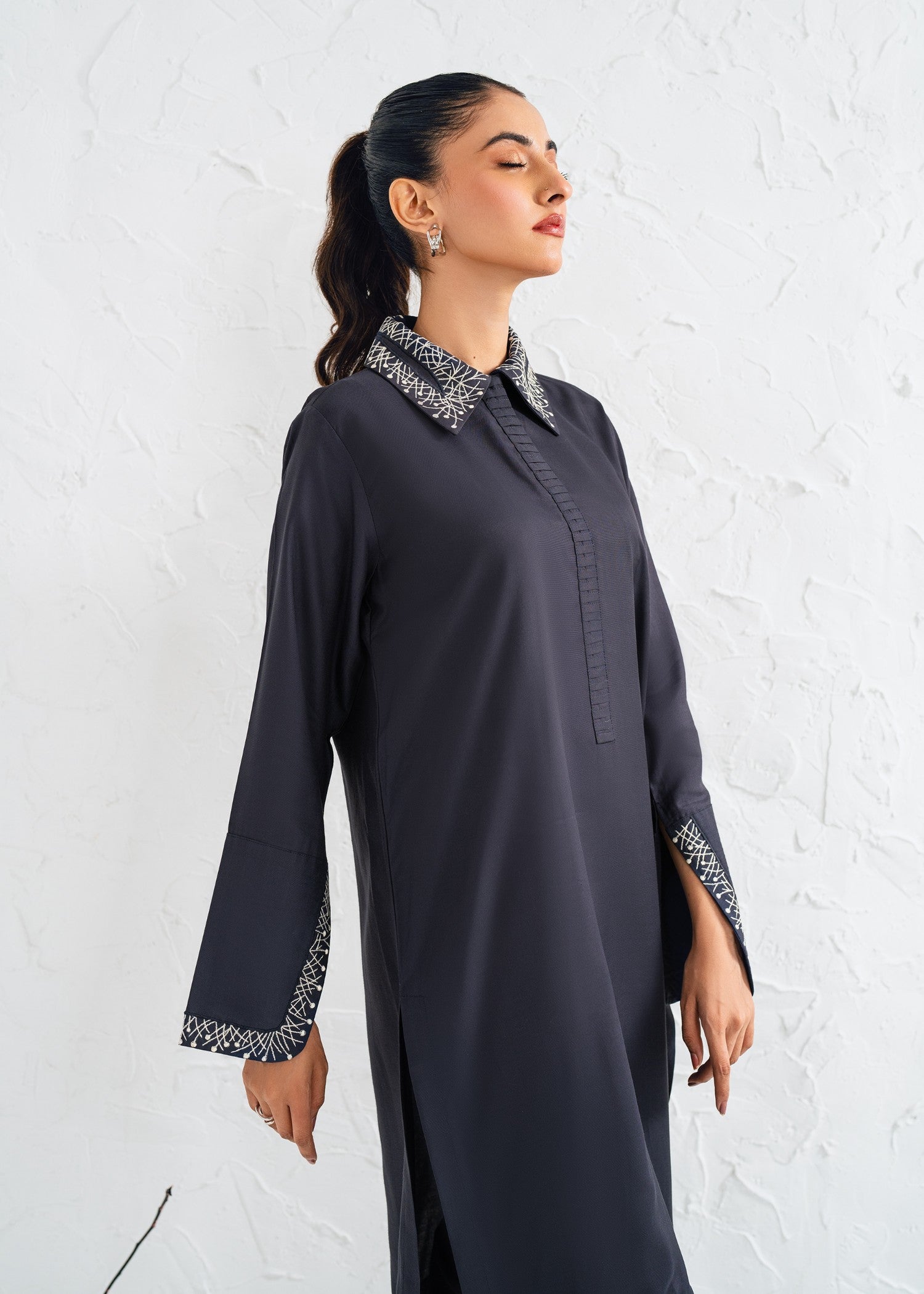 raw silk Co ord Sets in Navy blue