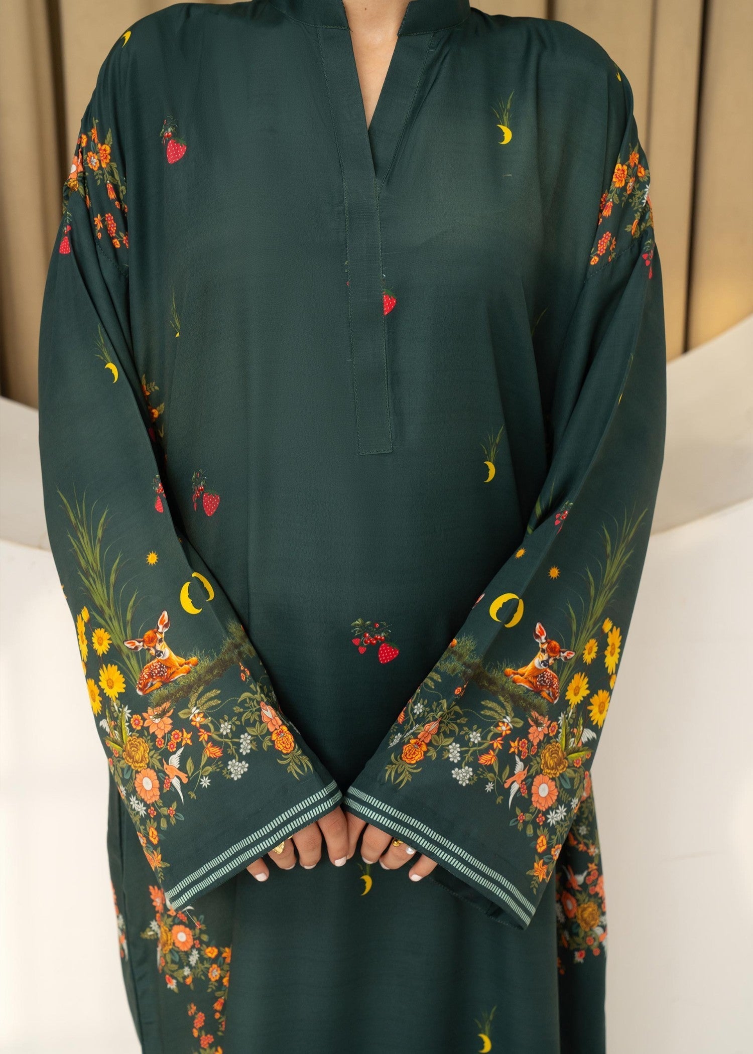 lawn Kaftan in Green