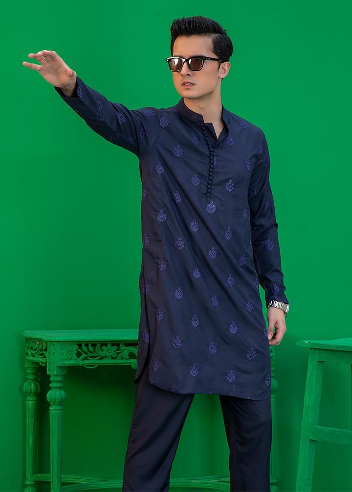 wash & wear Kurta Set in Dark blue