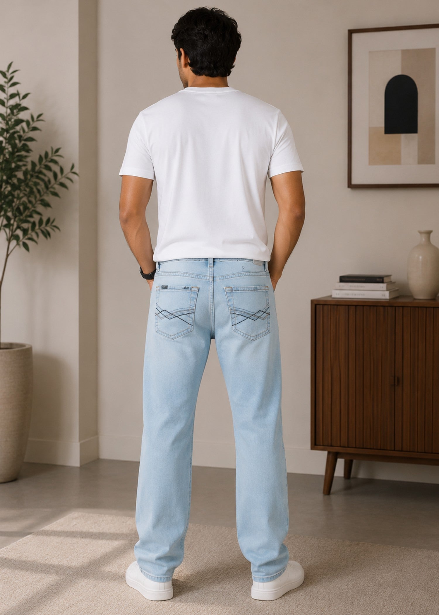 cotton Jeans in Ice blue