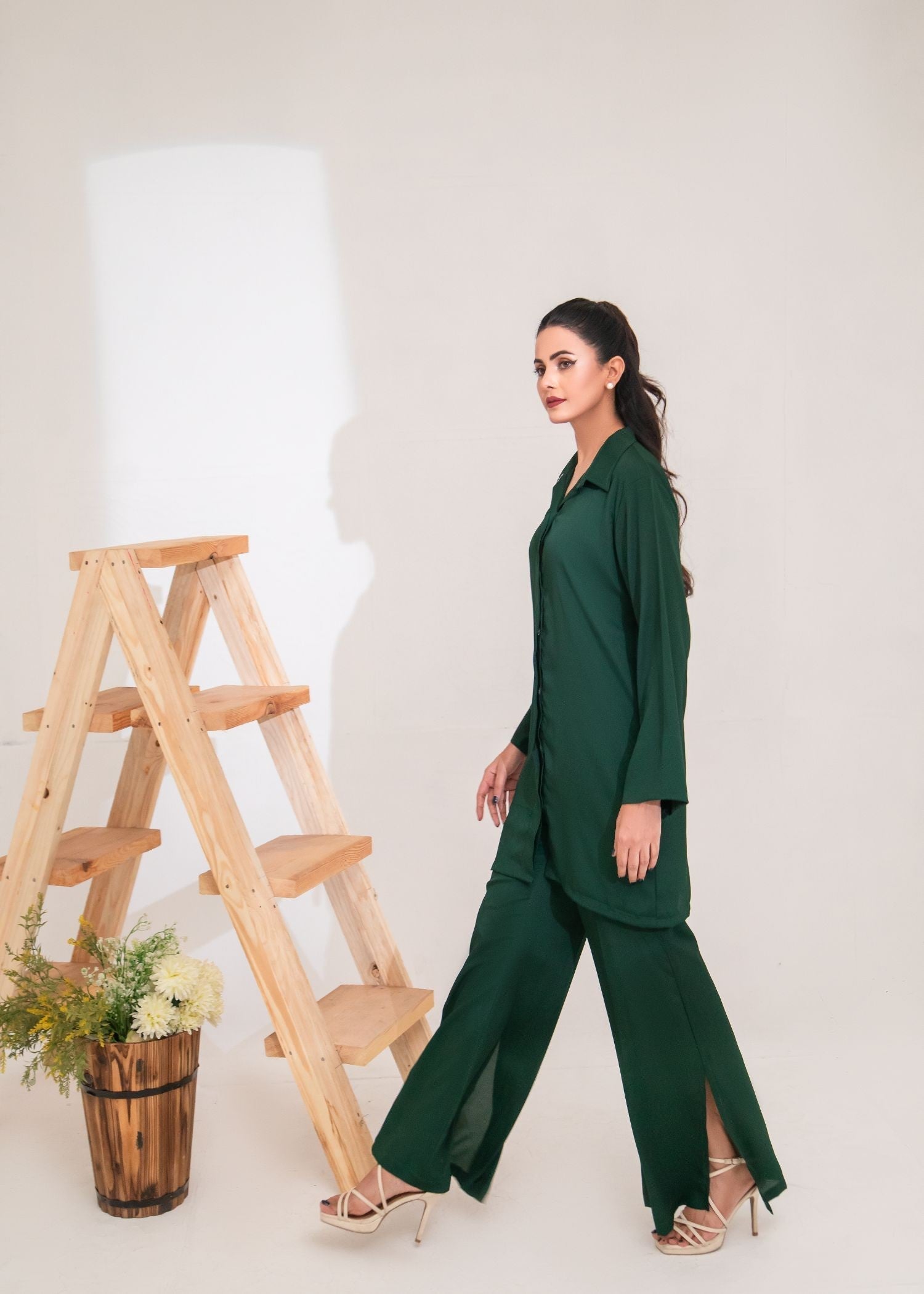 tropical Co Ord Sets in Bottle green