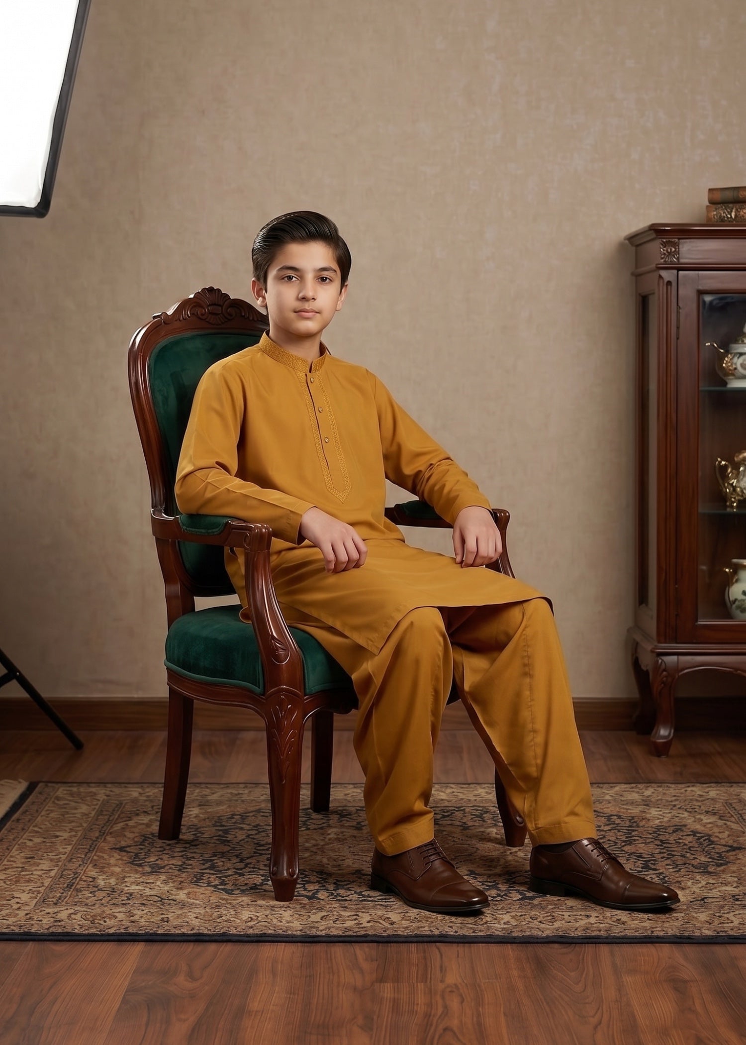wash & wear Kurta Set in Mari gold