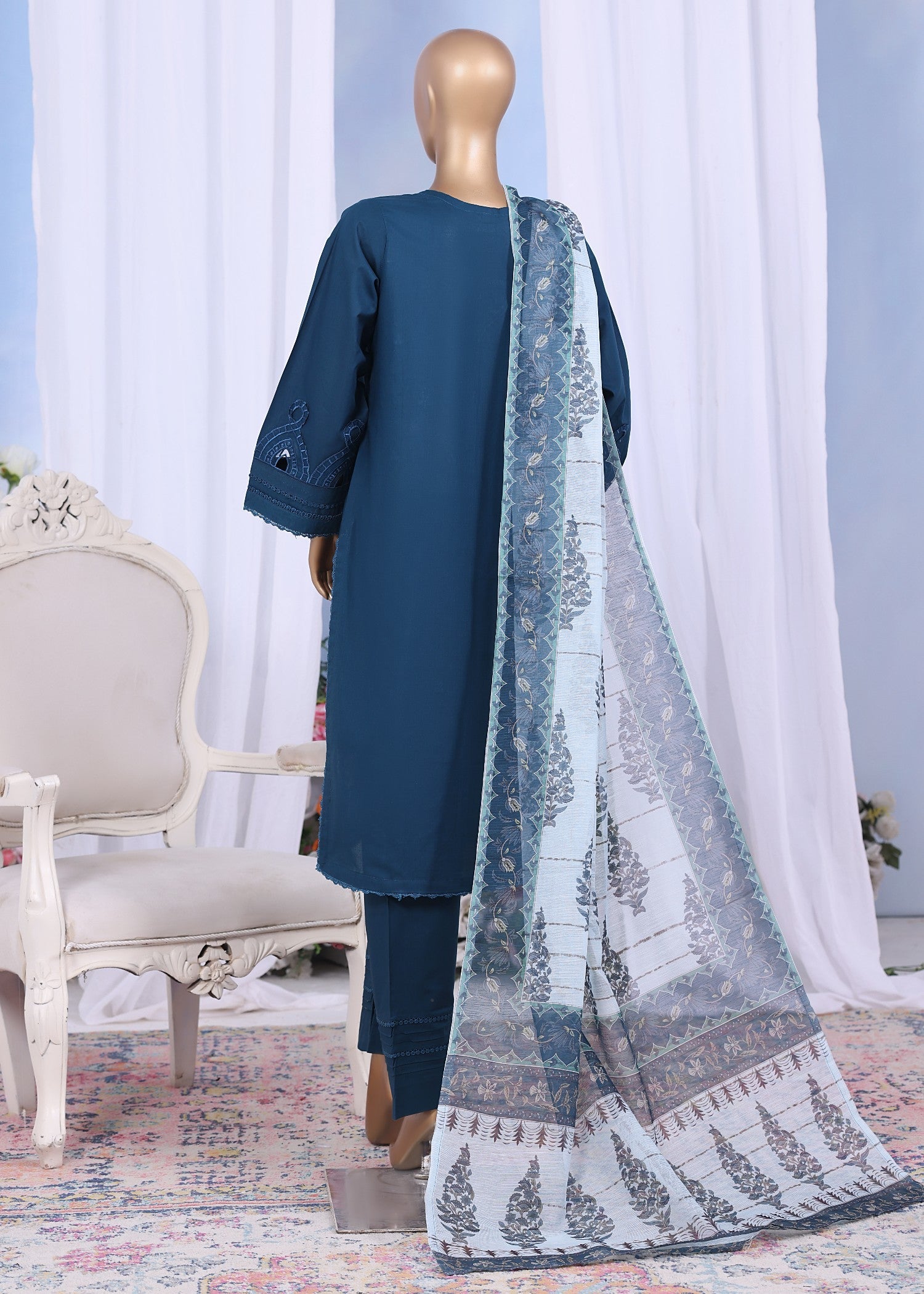 cotton Kurta Set in Yale blue