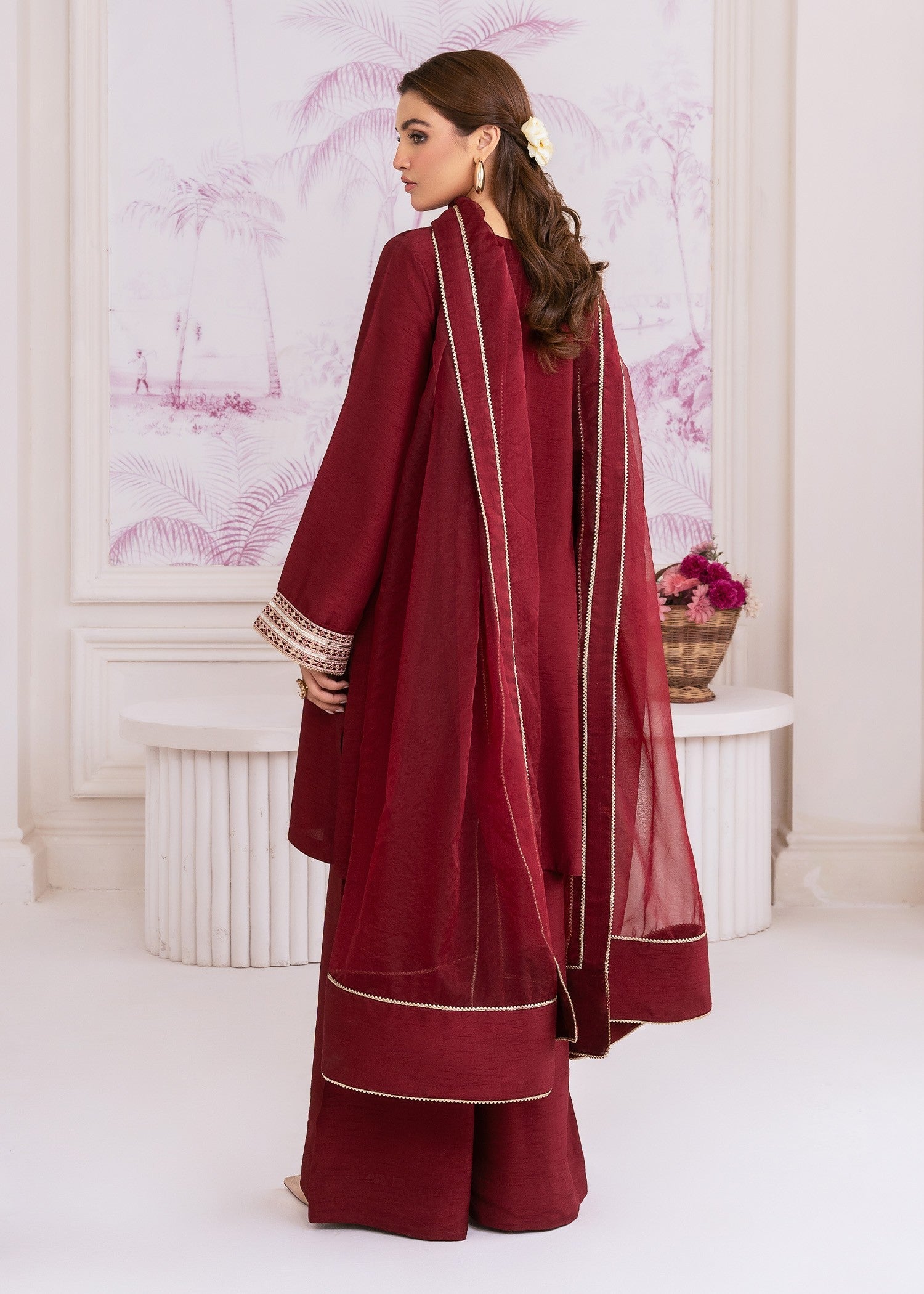 khaddi silk Kurta Set in Maroon