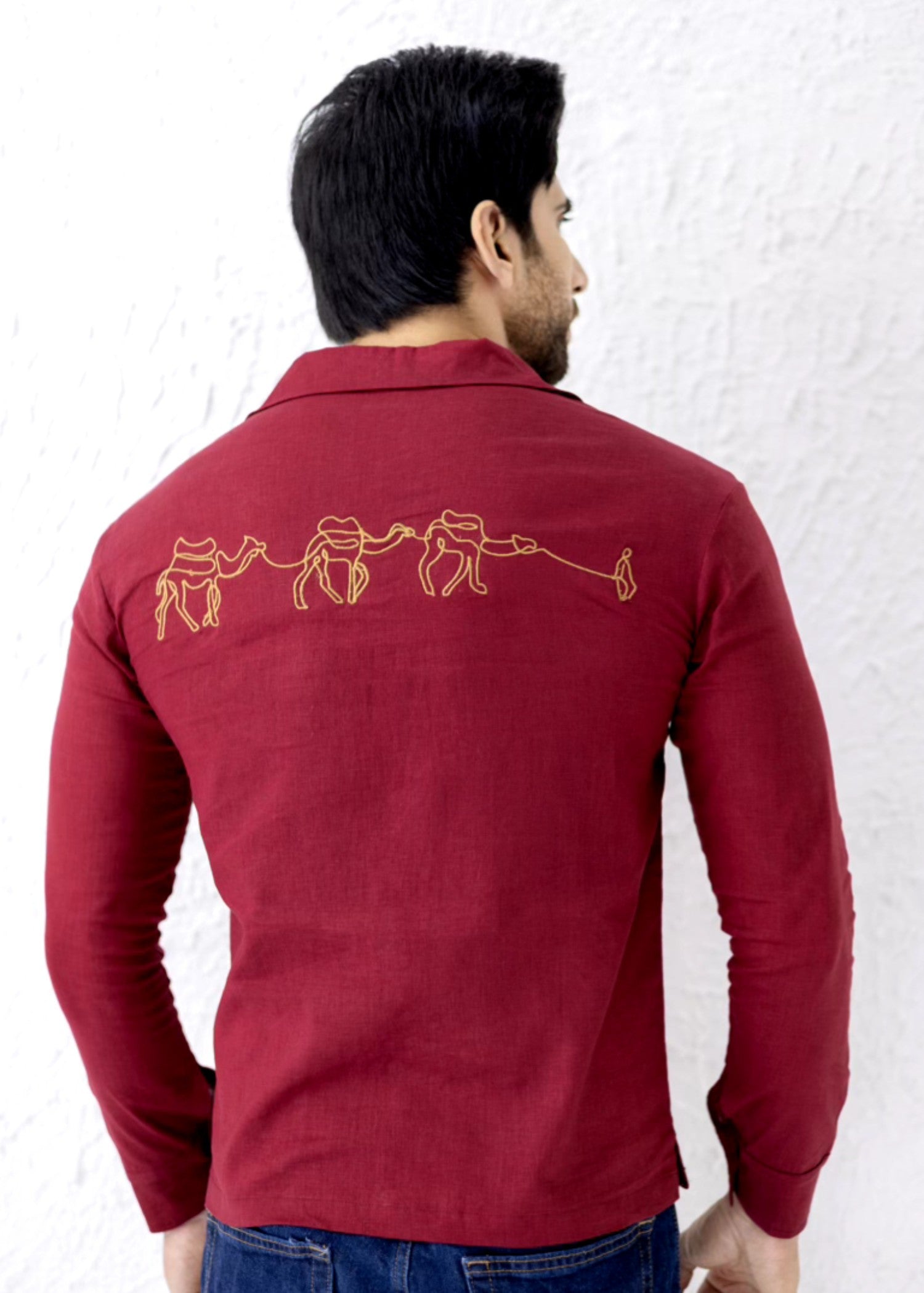 cotton Casual Shirt in Maroon