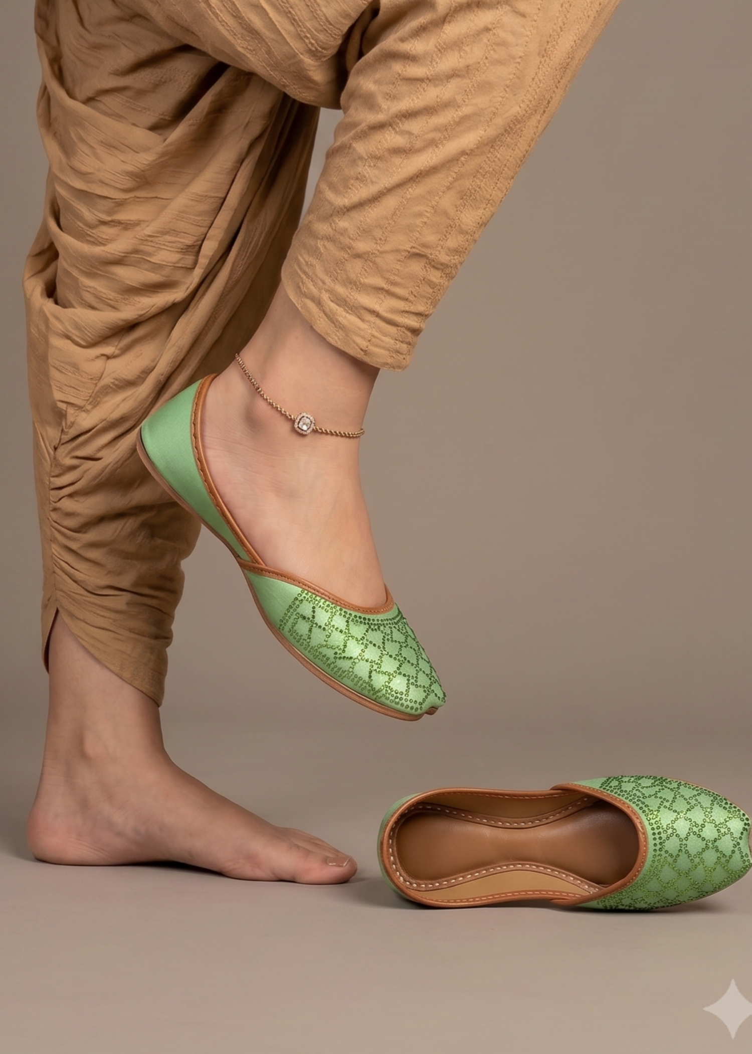 Khussa in Mint green by - High Quality Women Khussa BJB5841