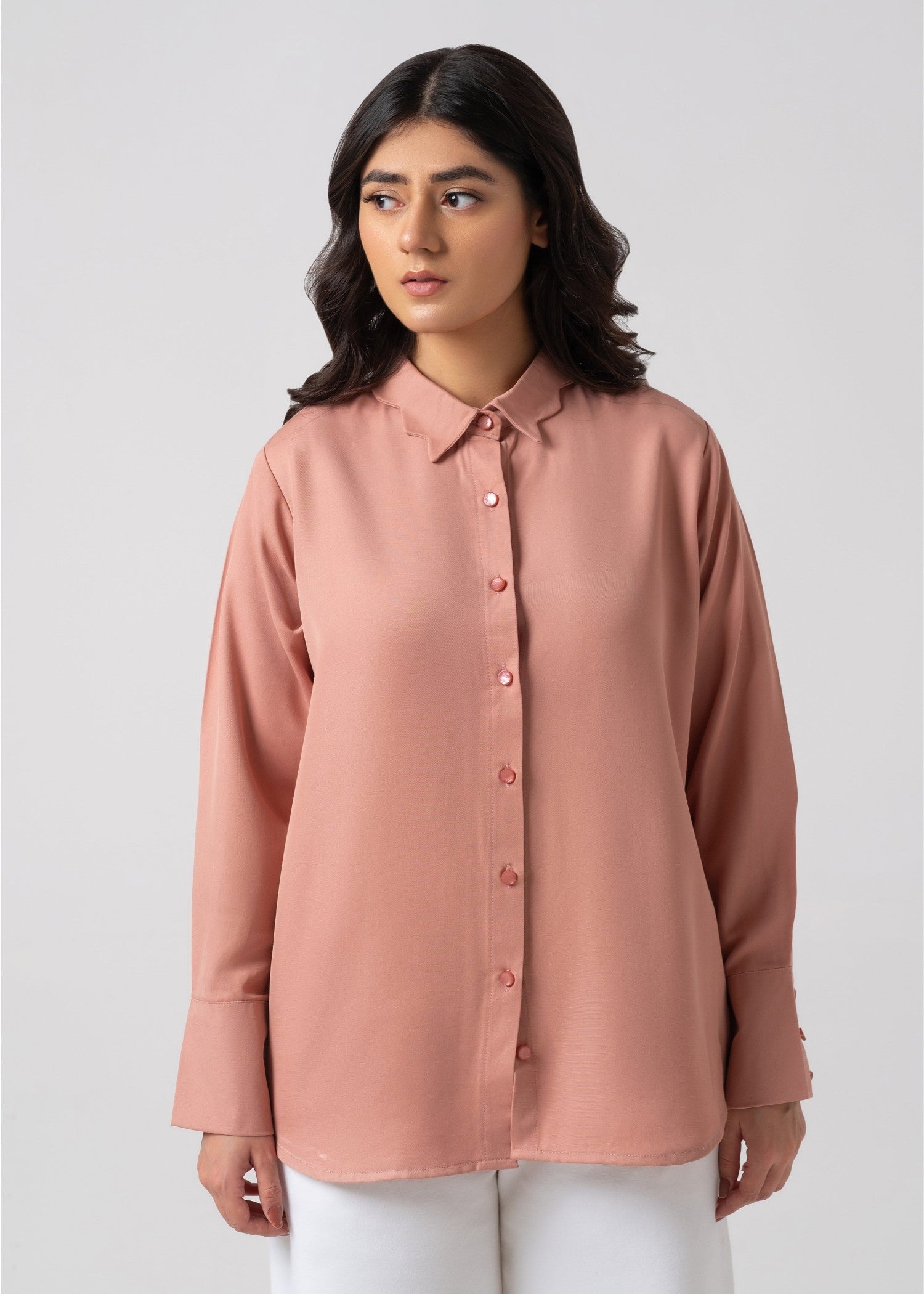 cotton silk Top in Tea rose pink